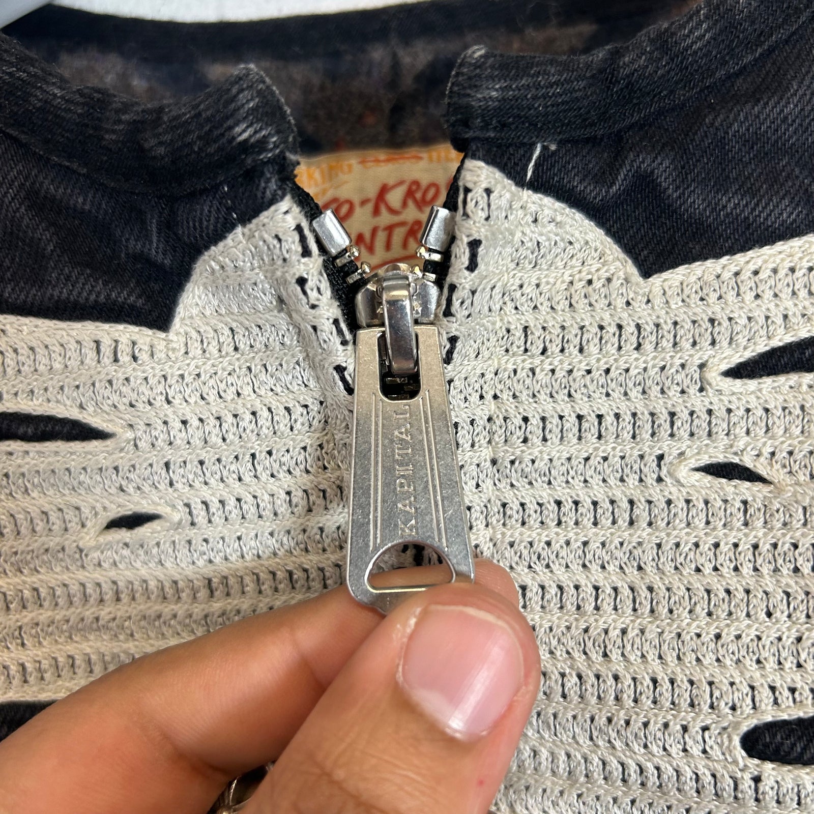 Kapital Kountry Black Denim Motorcross Jacket Size 3