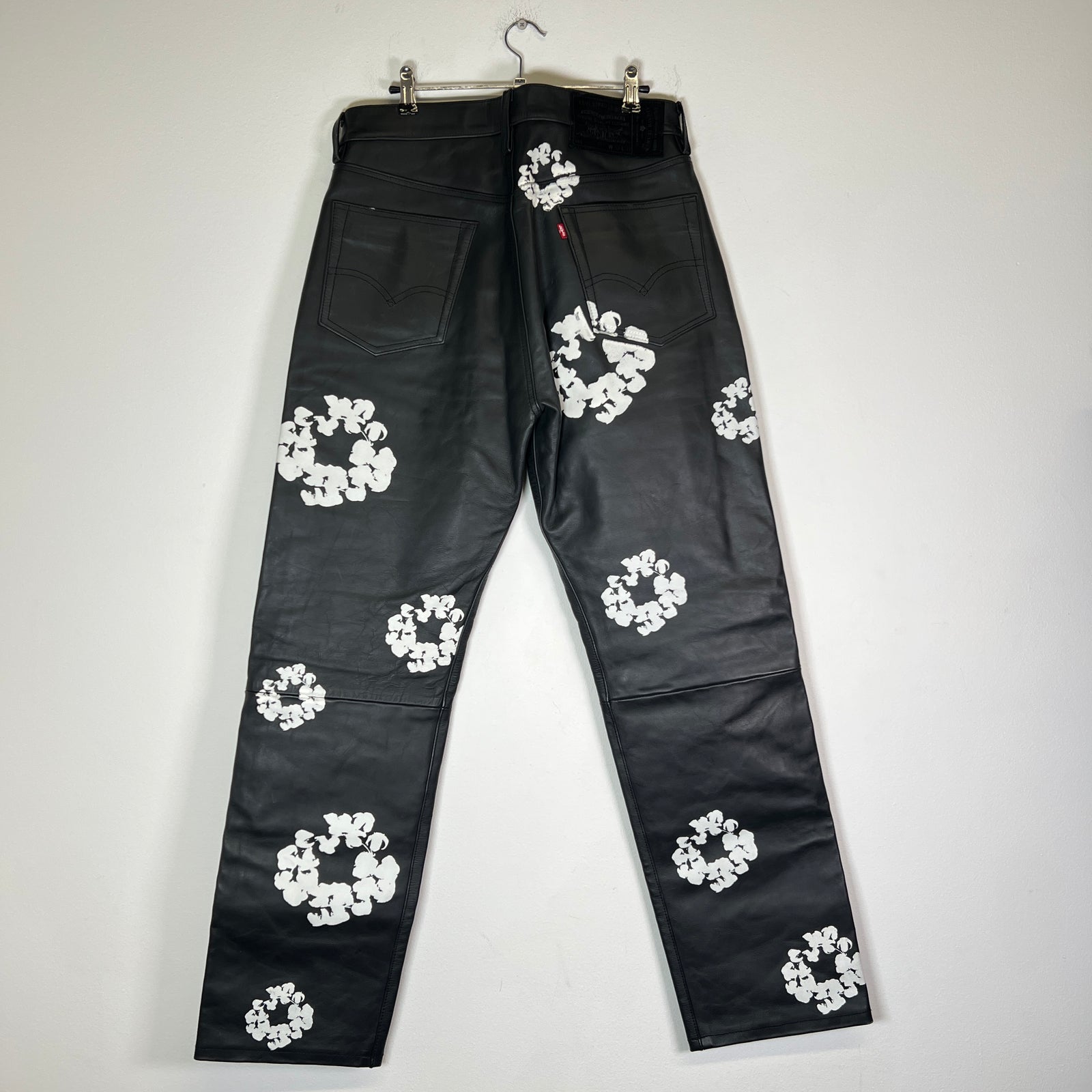 Denim Tears Black Leather Wreath Pants Size 32