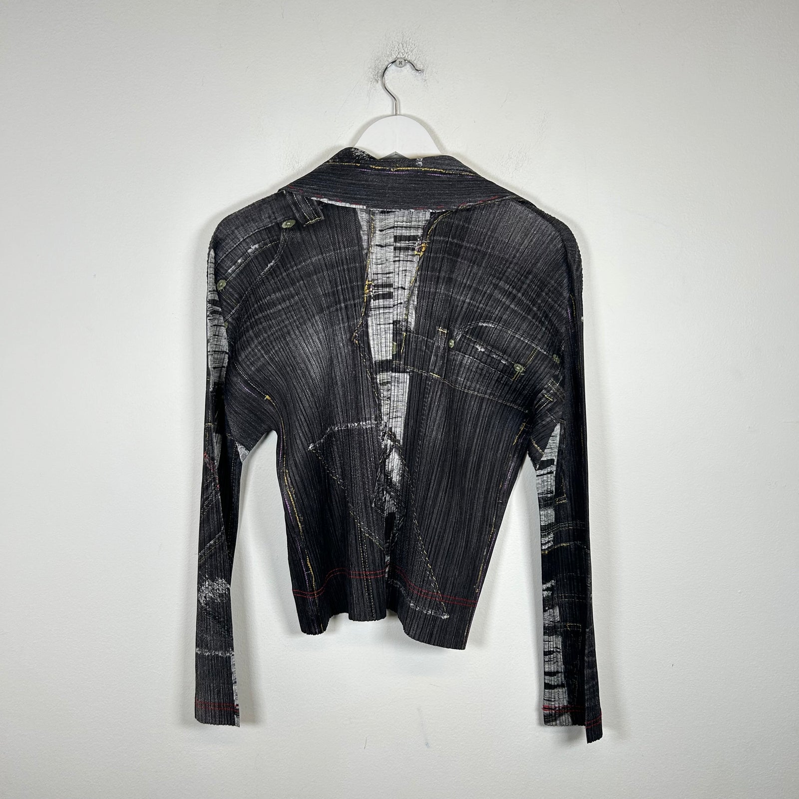 PLEATS PLEASE Issey Miyake Denim Trompe L'oeil Top Size 3
