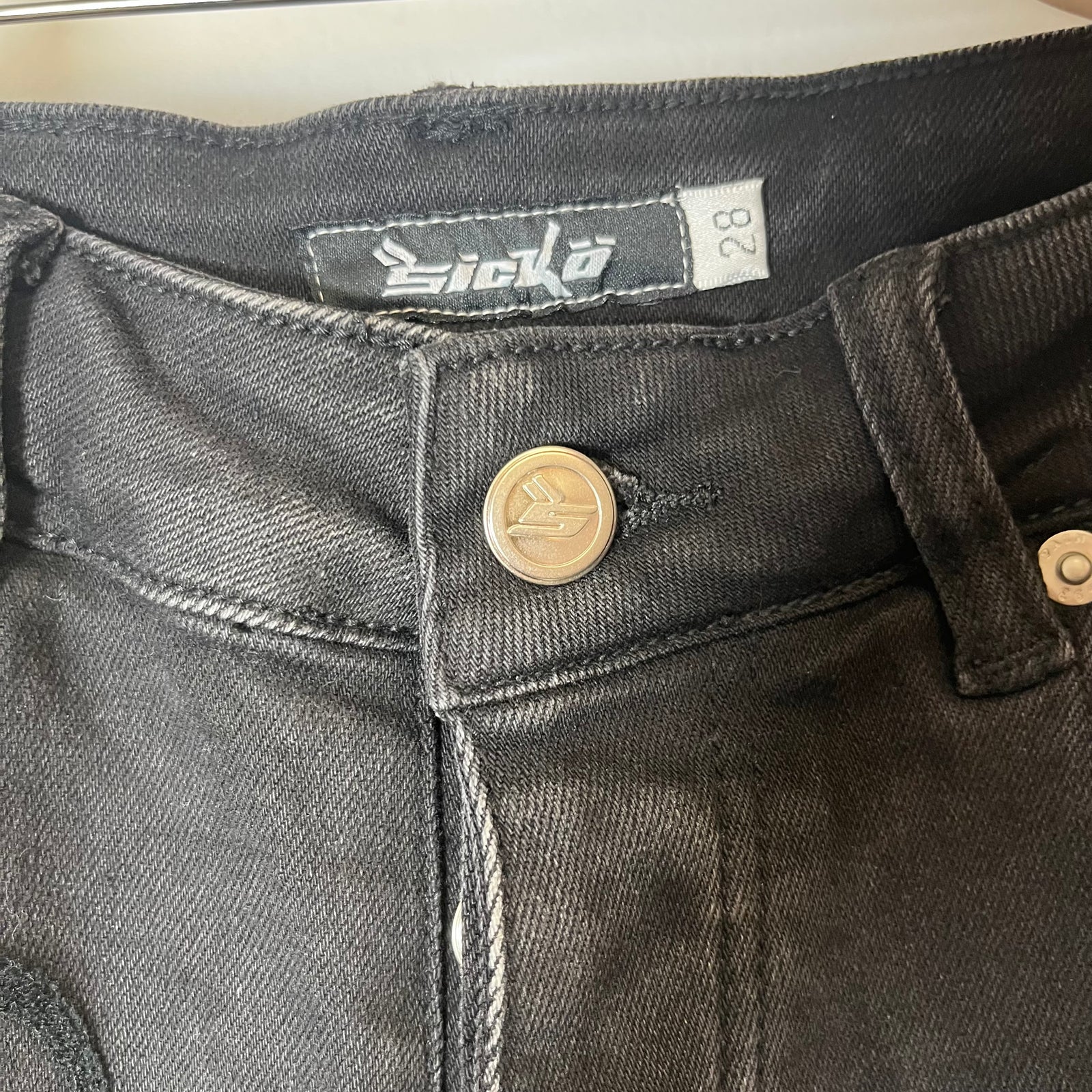 Sicko Born From Pain Black Chain Stitch Jeans Size 28
