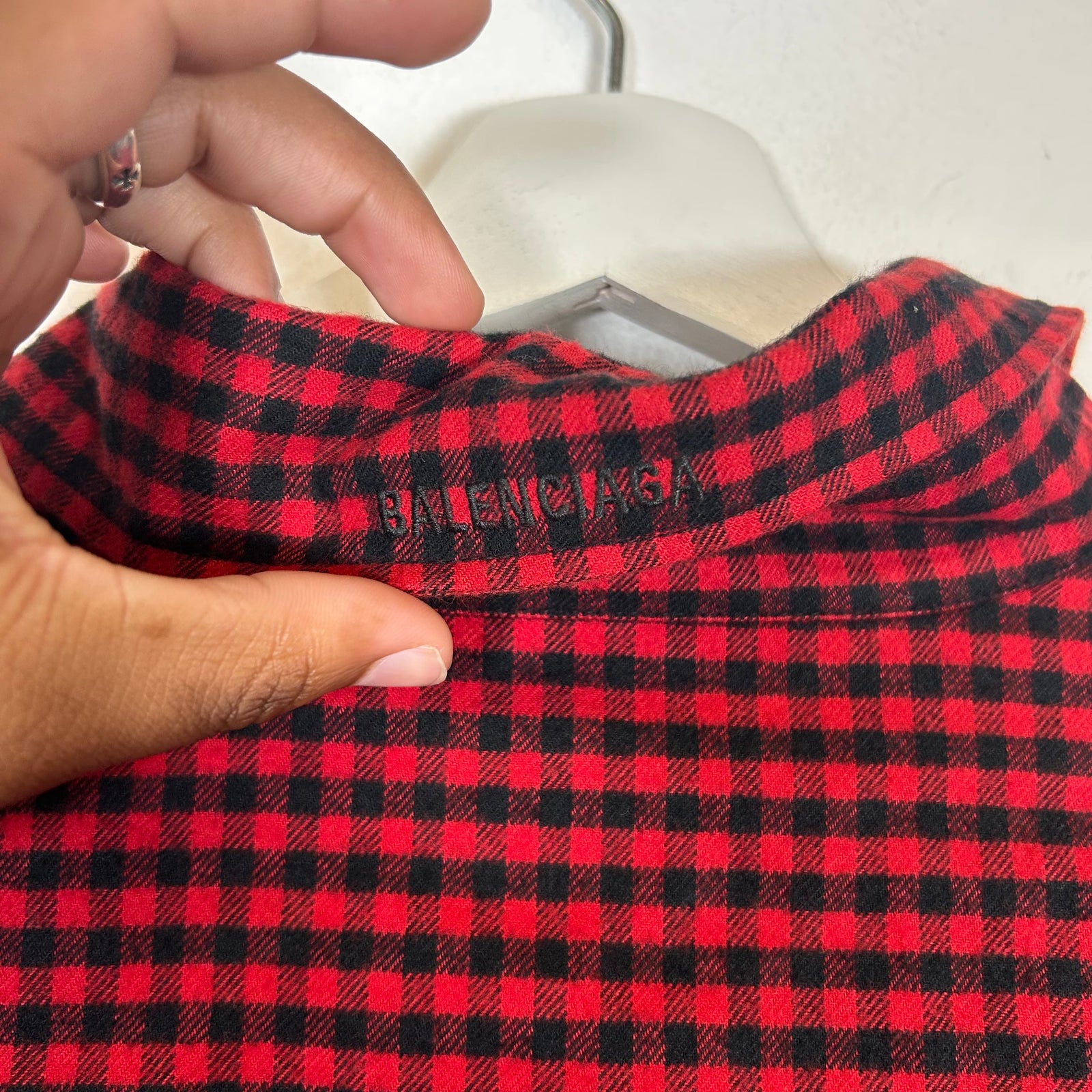 Balenciaga Red Plaid Reversible Flannel Size L