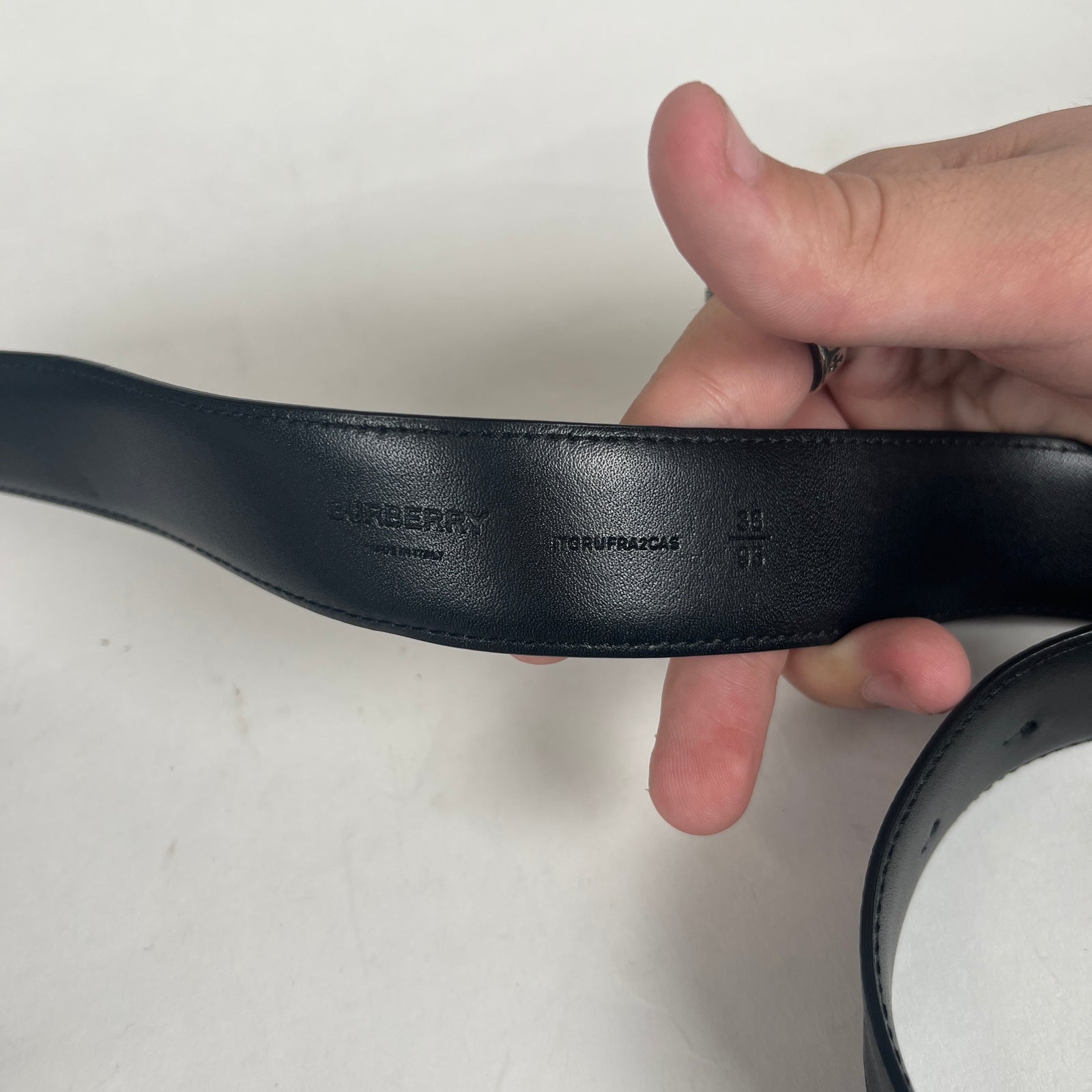 Burberry Black Monogram Motif Belt Sz 95