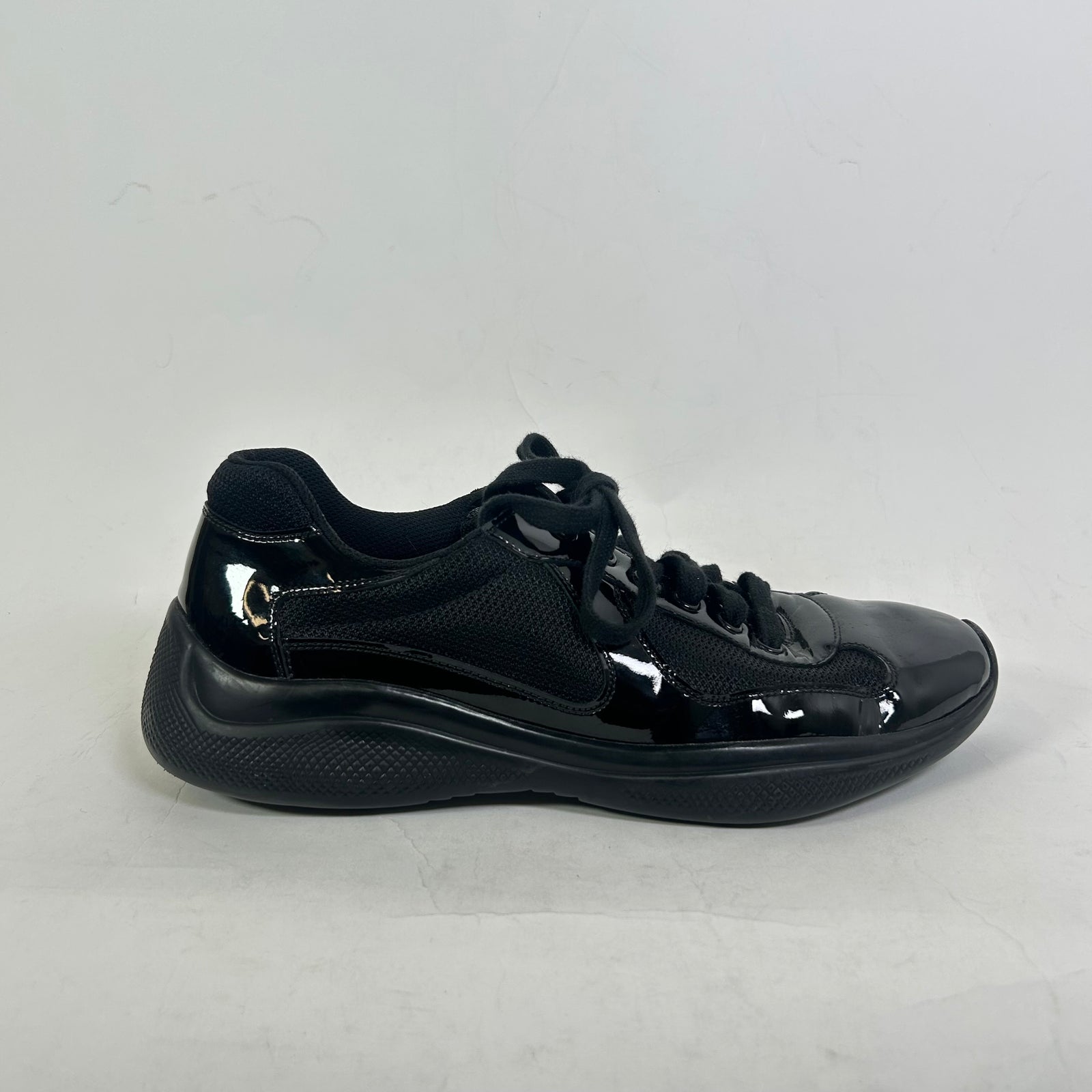 Prada Triple Black Patent Leather America Cups Size 7