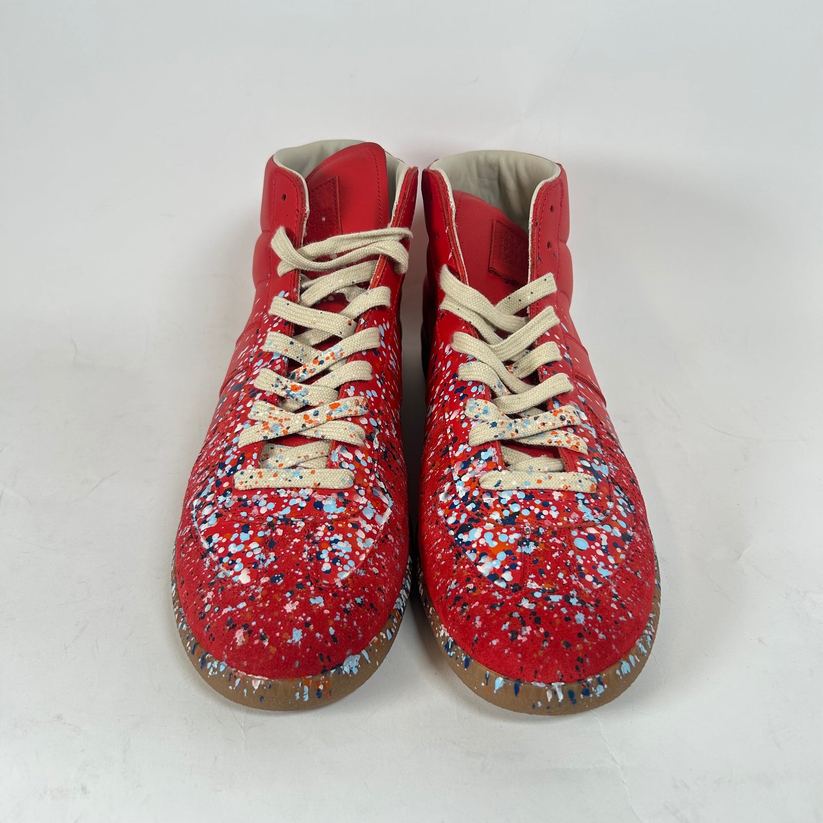 Maison Margiela Red Paint Splatter Mid-Top Sneaker Size 44
