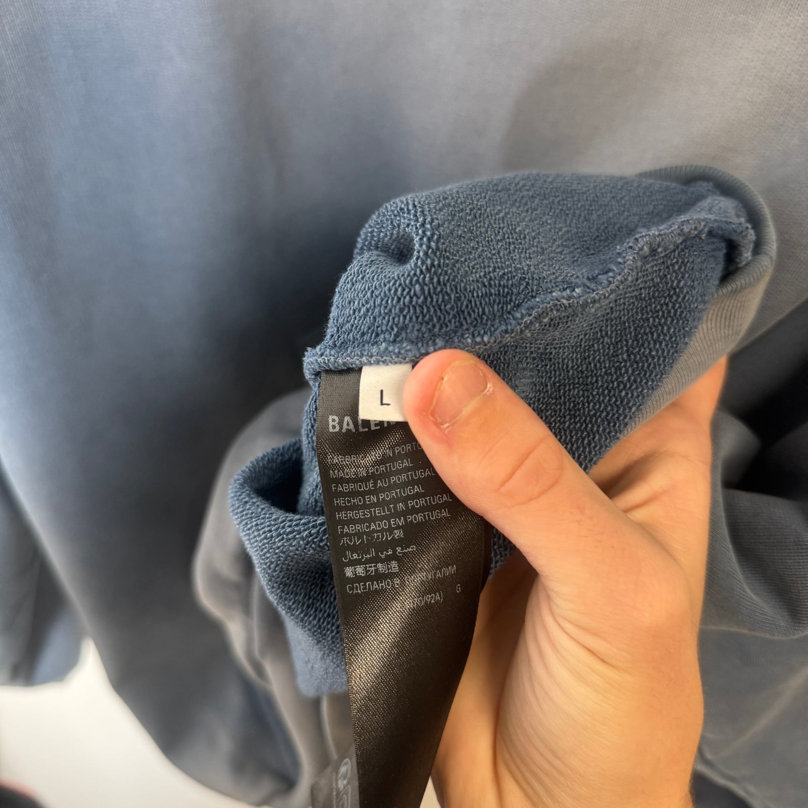 Balenciaga Faded Blue Campaign Logo Hoodie Size L