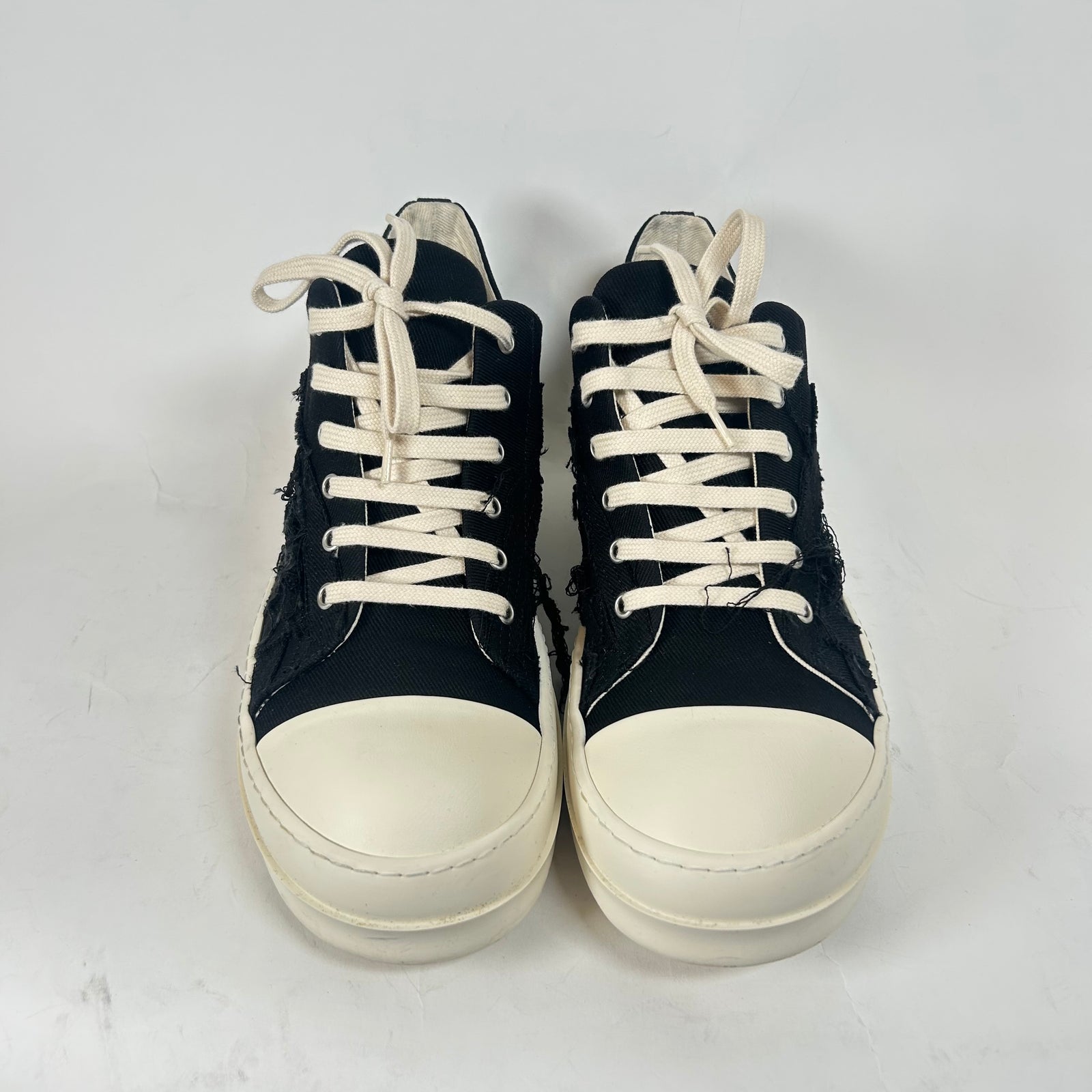 Rick Owens Drkshdw Black Distressed Low-Top Ramones Size 44