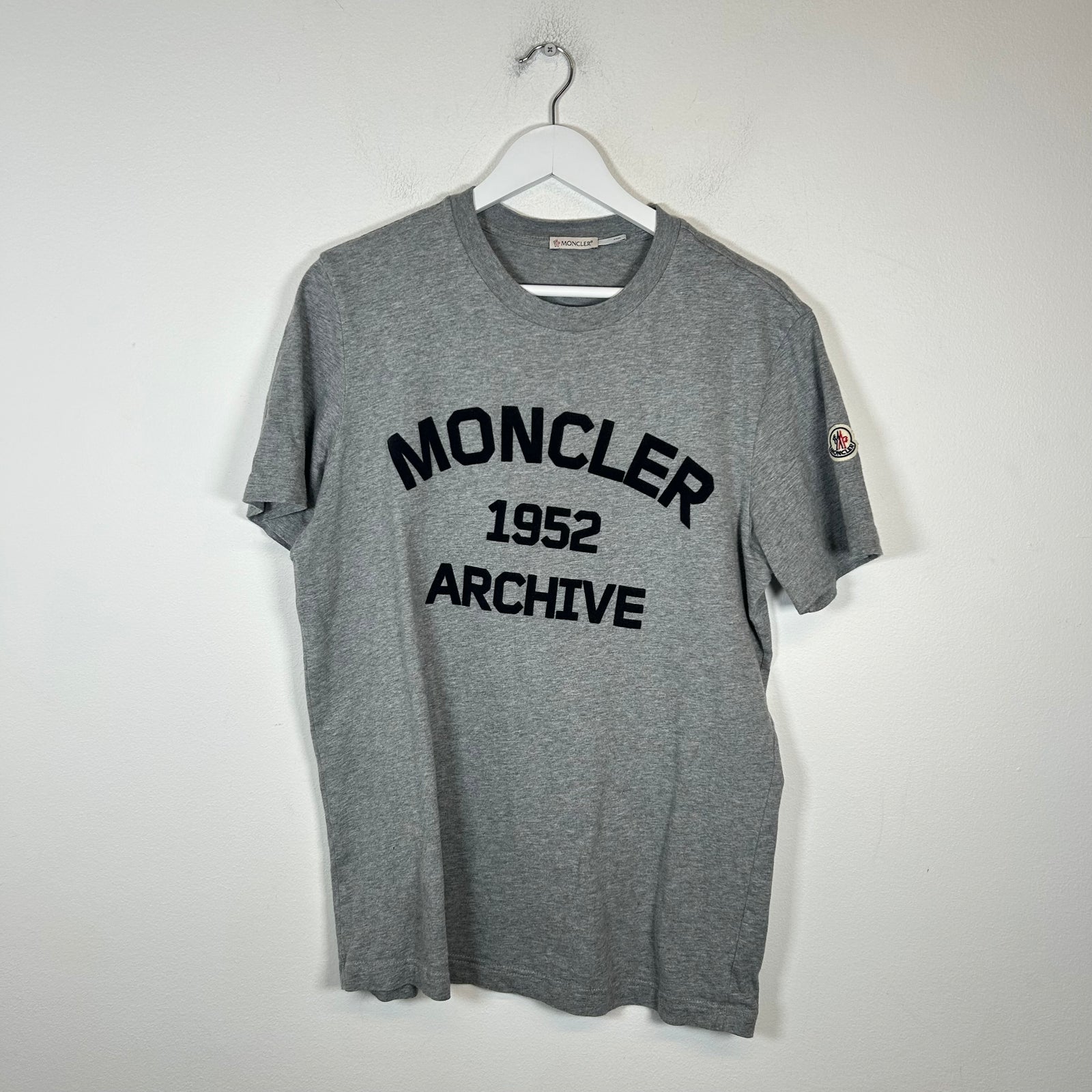Moncler Grey Flocked Archive Logo Size M