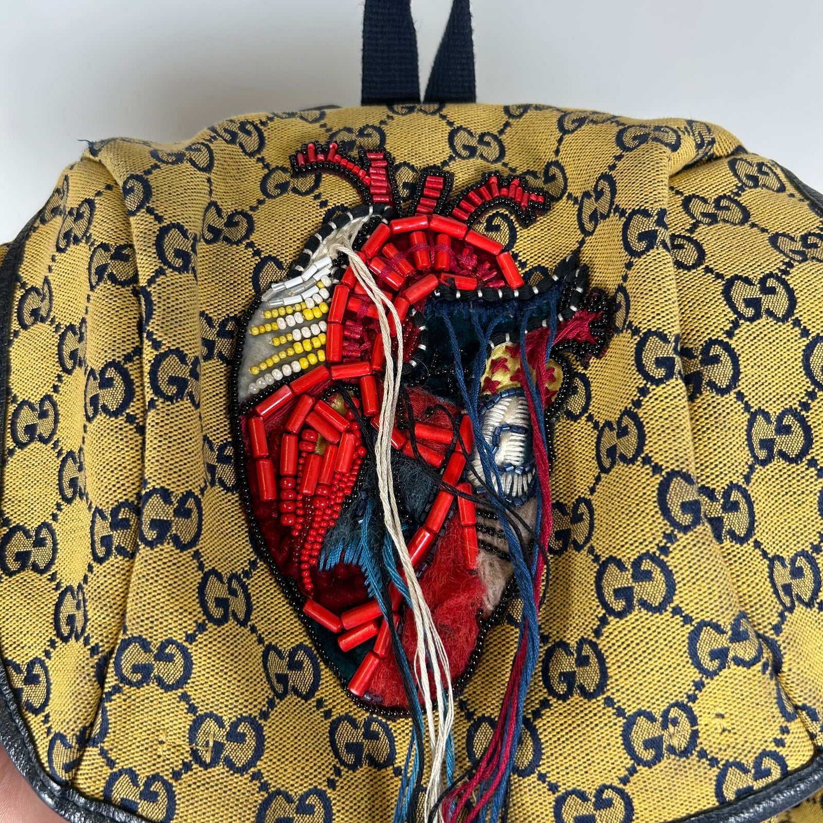 Gucci Yellow Fabric Maxi Monogram Utility GG Backpack