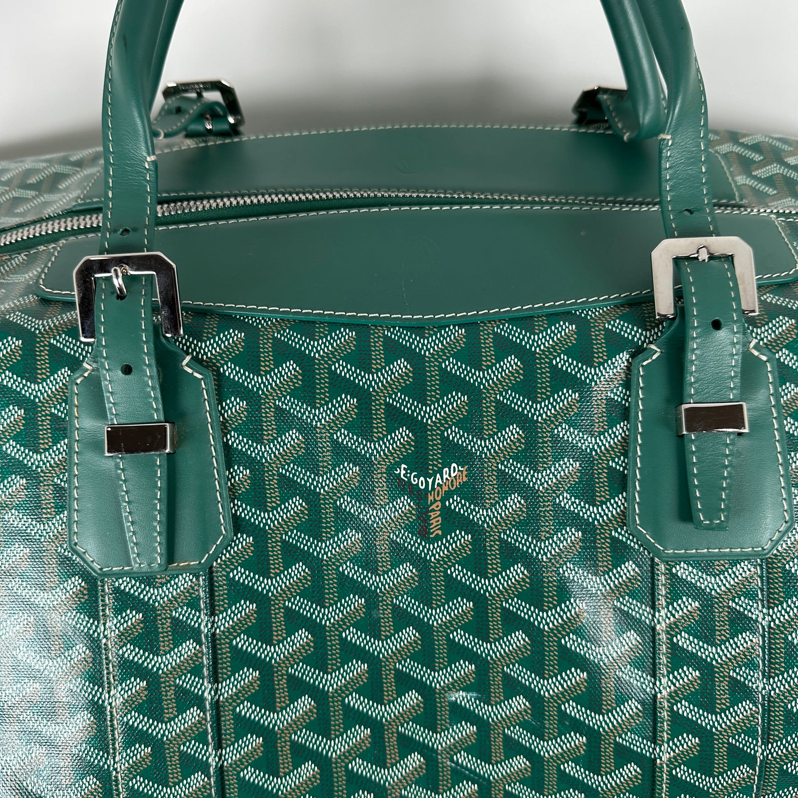 Goyard Goyardine Green Boeing 55 Travel Duffle Bag