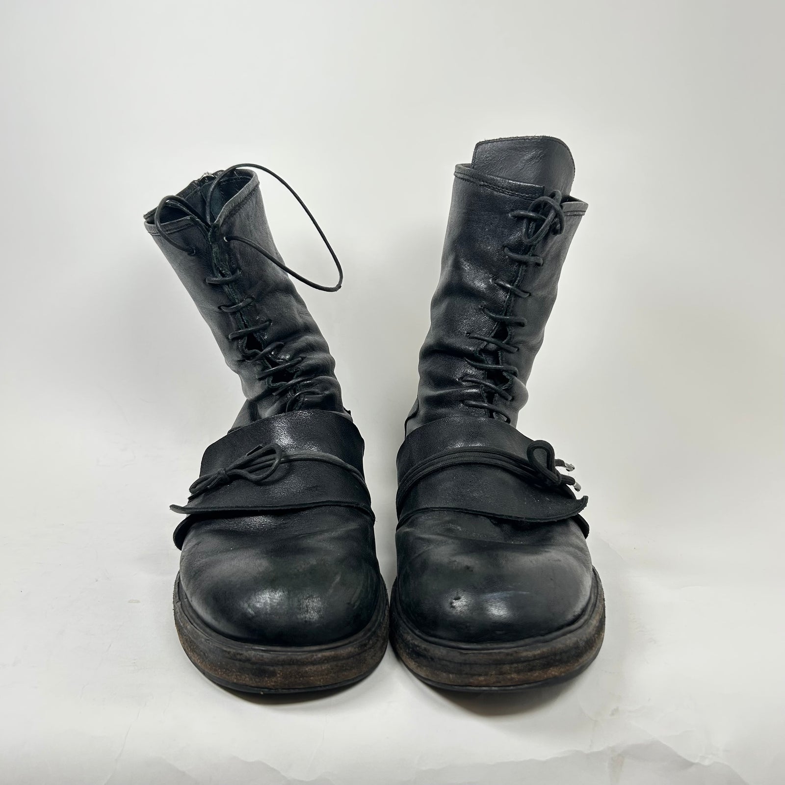 Ernesto Dolani Black Leather Lace Boots Size 10