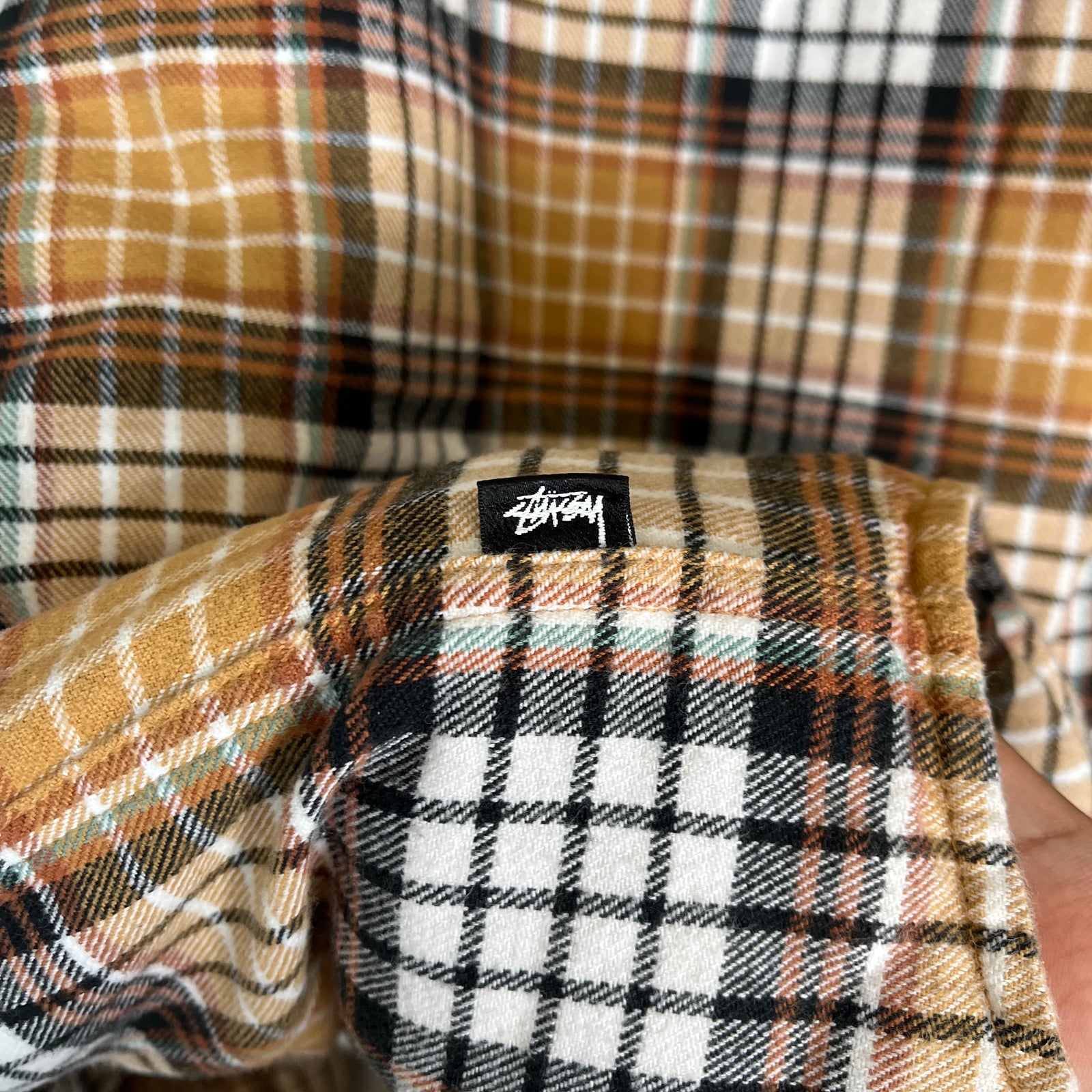Stussy Copper Quilted Lined Plaid Shirt Size XL