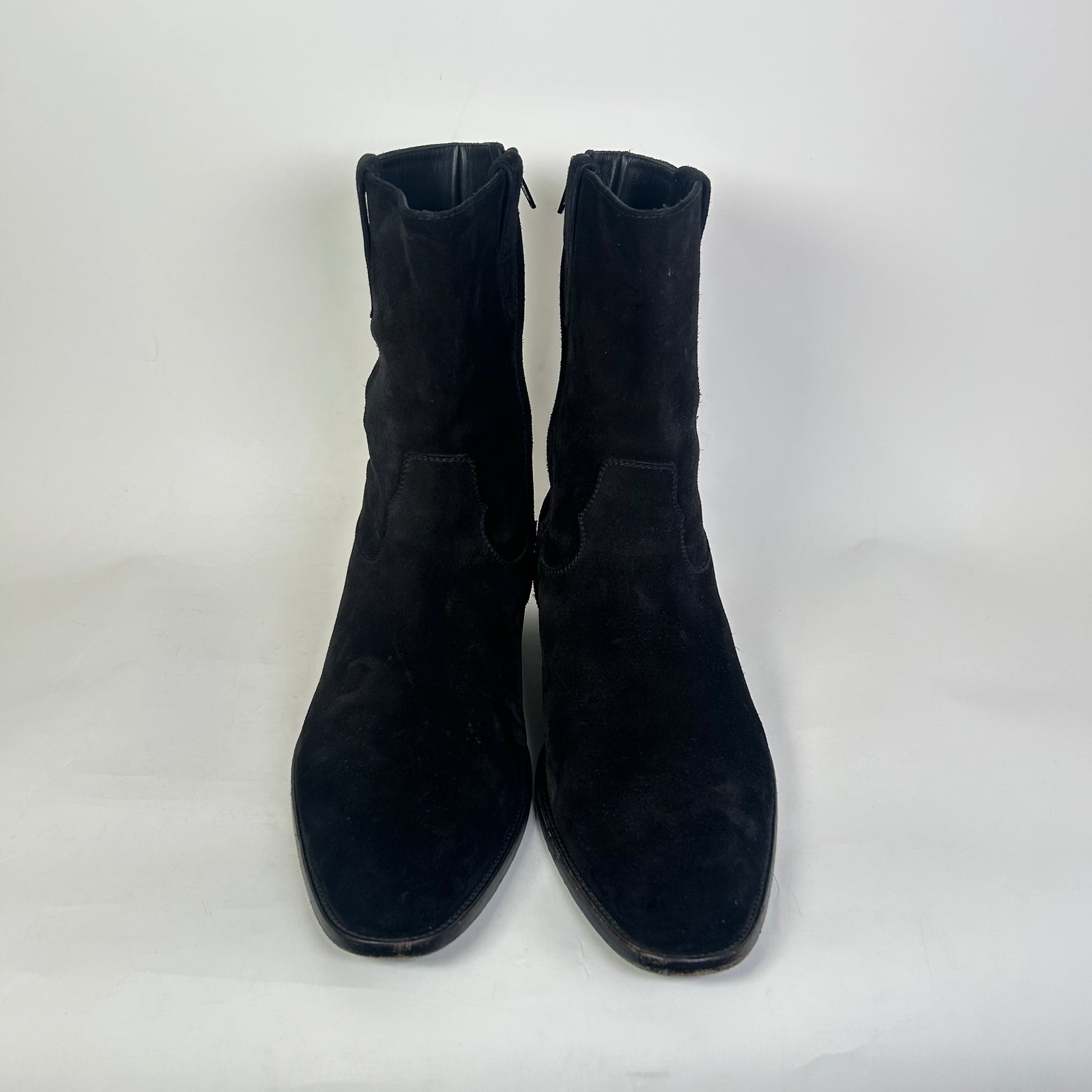 Saint Laurent FW14 Black Suede Cowboy Wyatt Boots Size 45