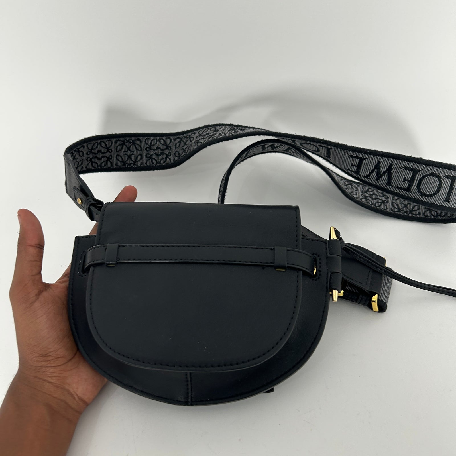 Loewe Mini Gate Dual Black Leather Shoulder Bag