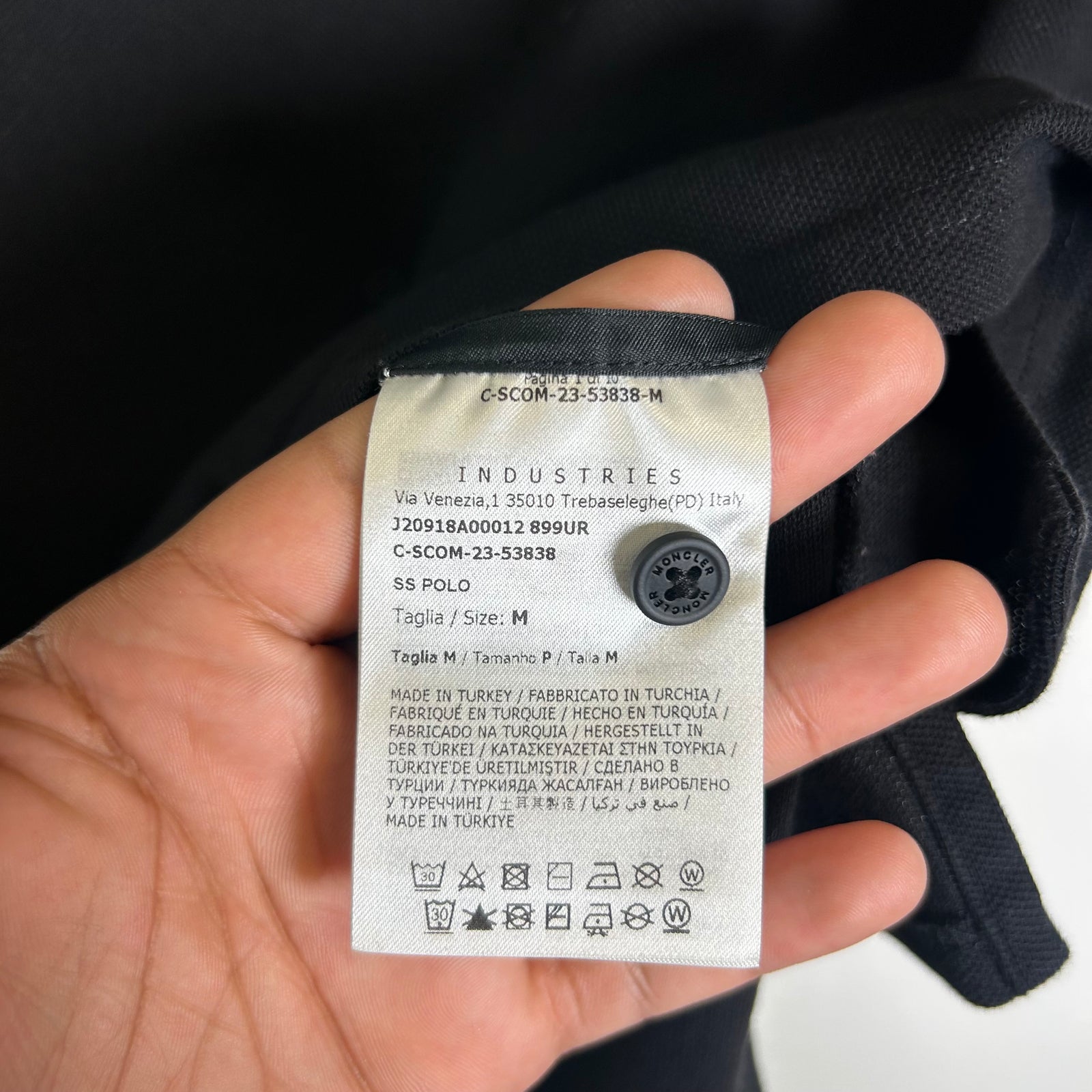 Moncler Black Reflective Logo Polo