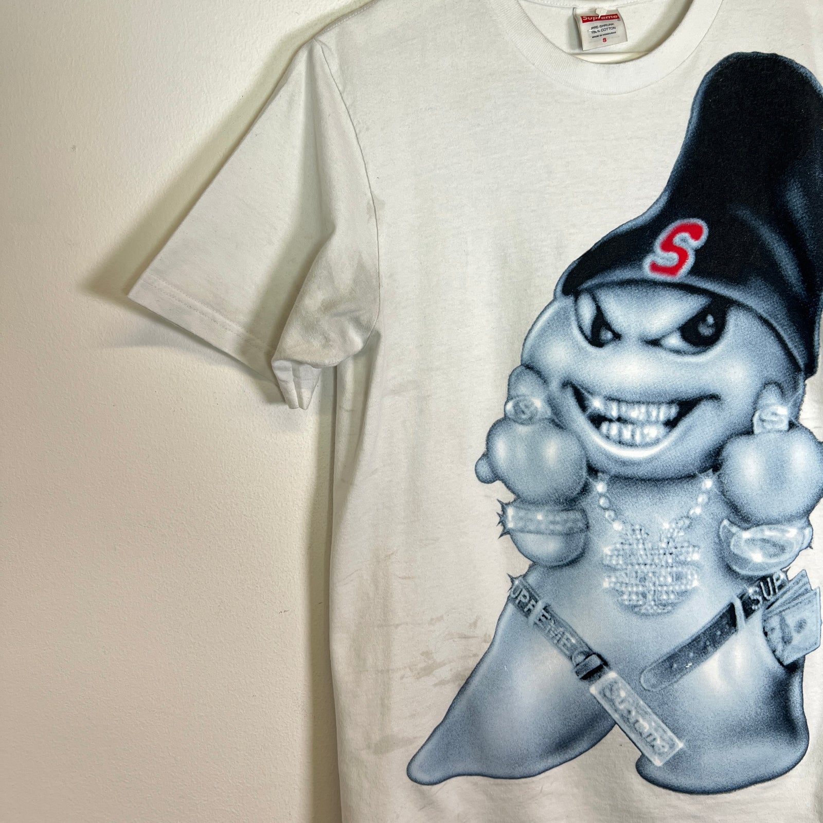 Supreme White Snowman Logo T-Shirt Size L