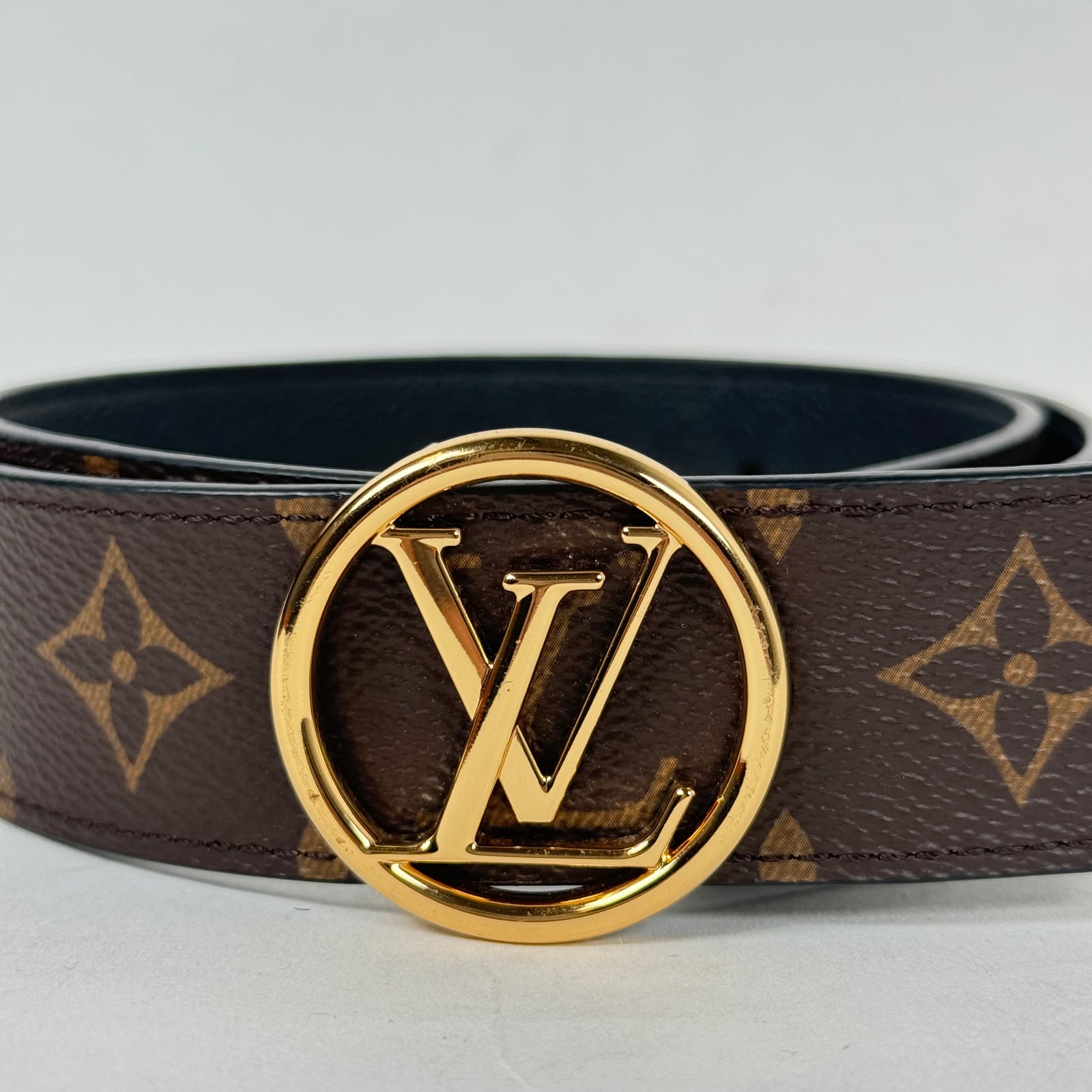Louis Vuitton LV Circle Monogram 35mm Reversible Belt Size 75