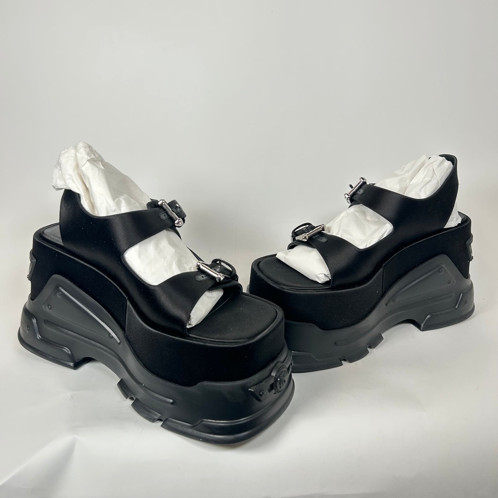 Versace Black Medusa Anthem Platform Sandals Size 40