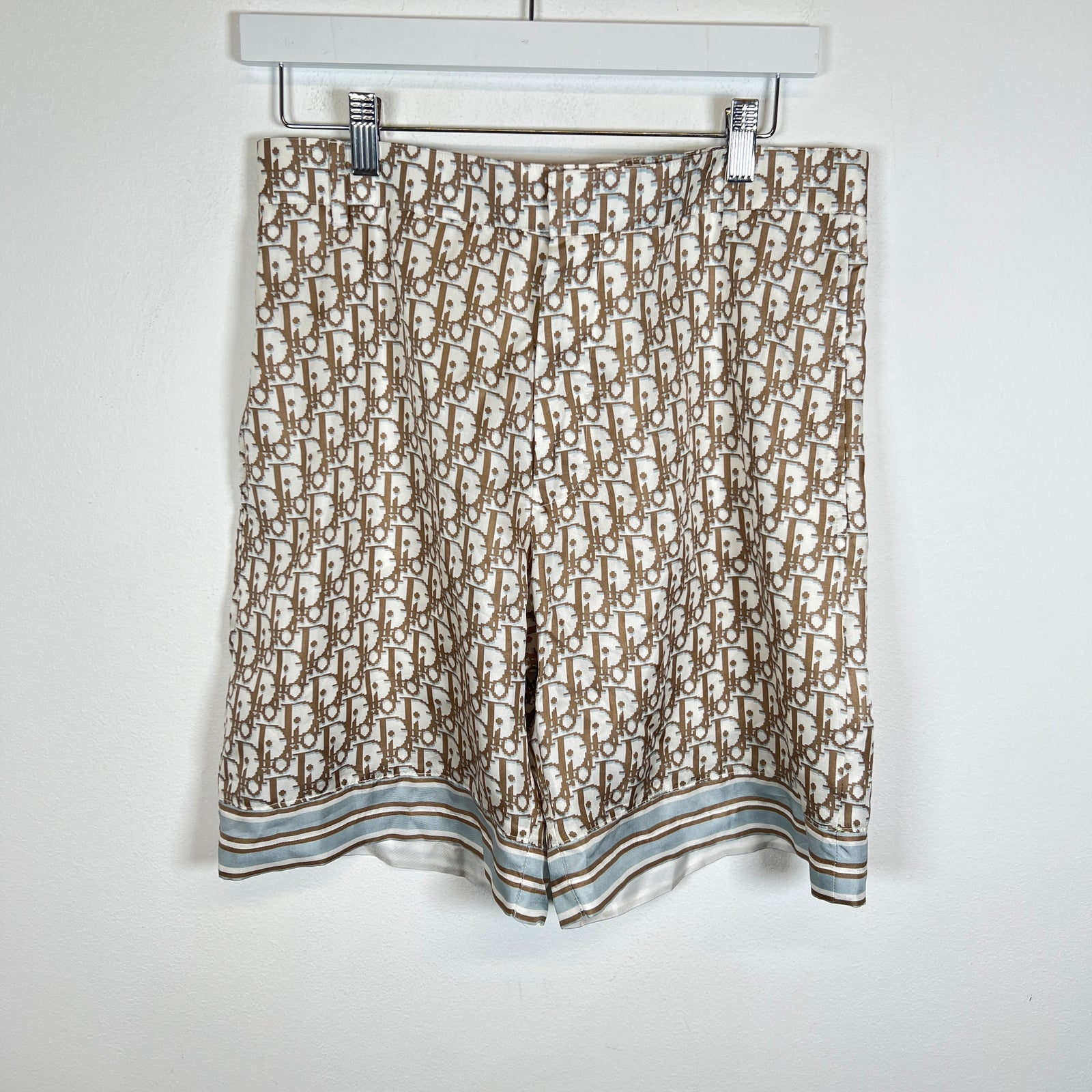Dior Tan Oblique Silk Shorts Size 48