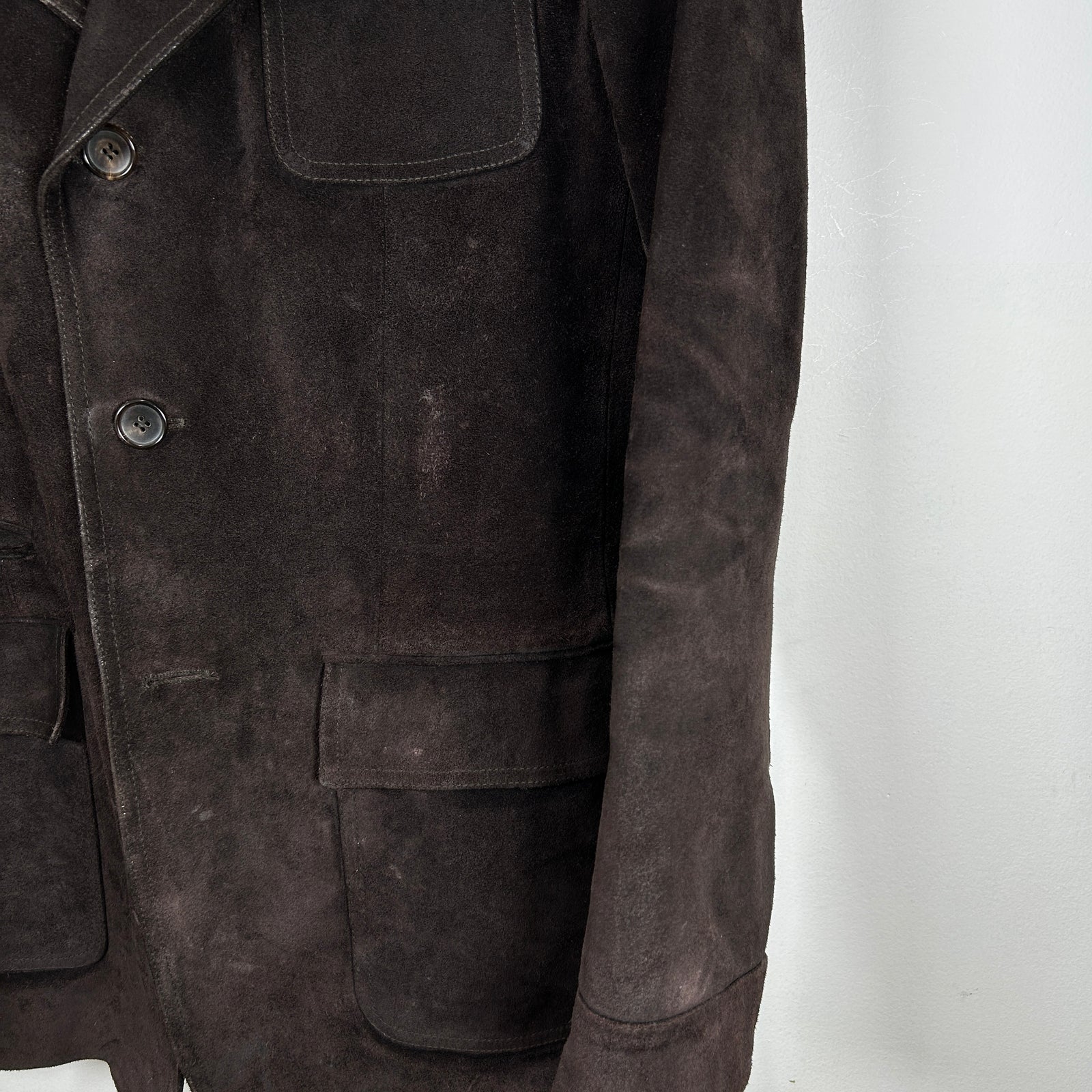 Gucci Brown Suede Leather Over Coat Size 50it