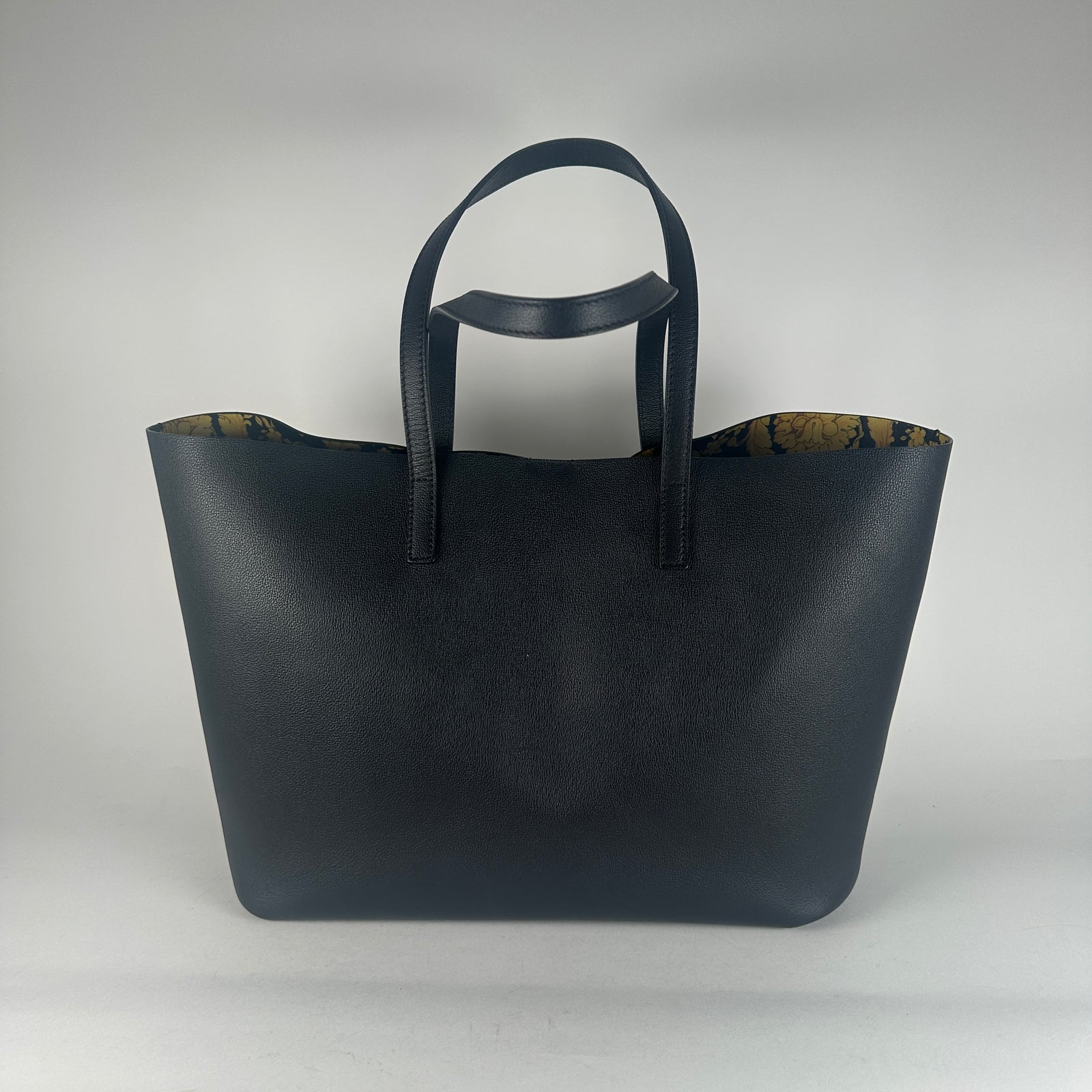 Versace Black Virtus Leather Tote Bag