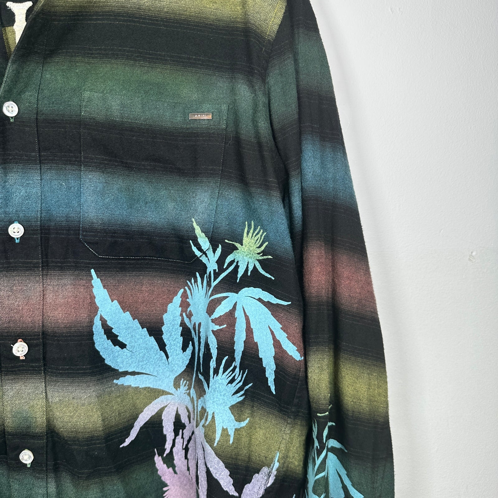 Amiri Striped 'Trees' Logo Flannel Shirt Size M
