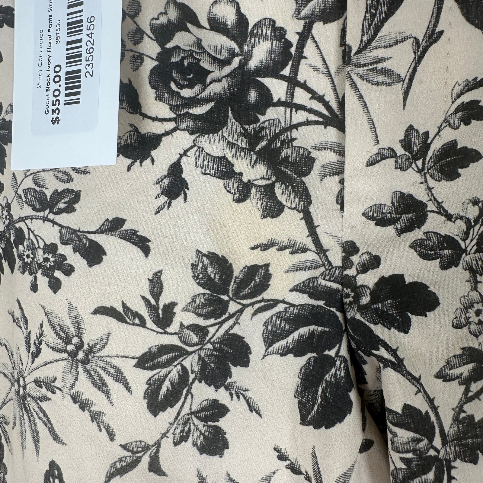 Gucci Black Ivory Floral Pants Size 32