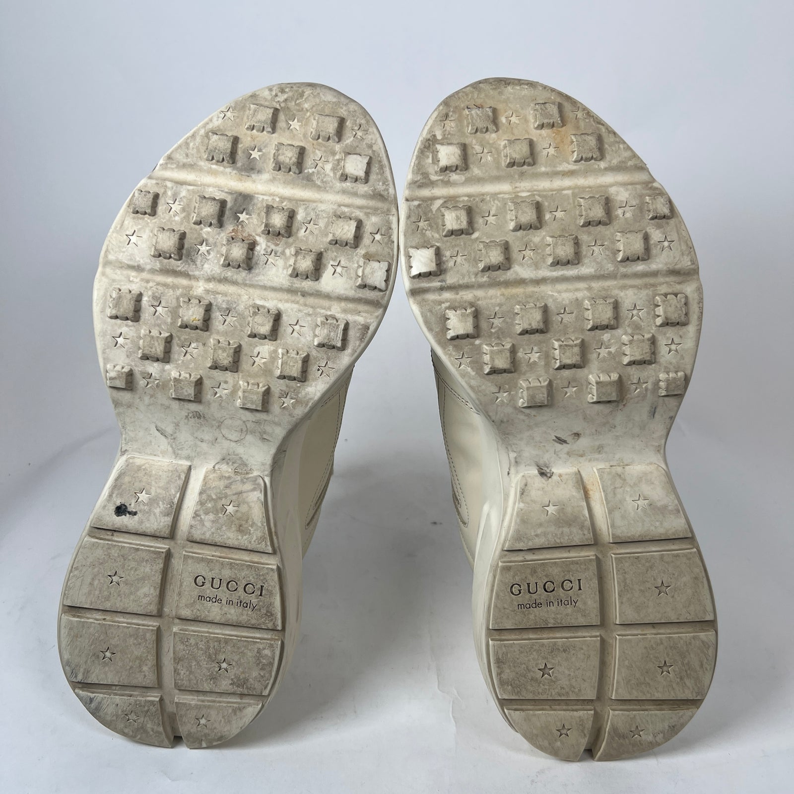 Gucci Beige Classic Logo Rhyton Sneaker Size GG 9.5
