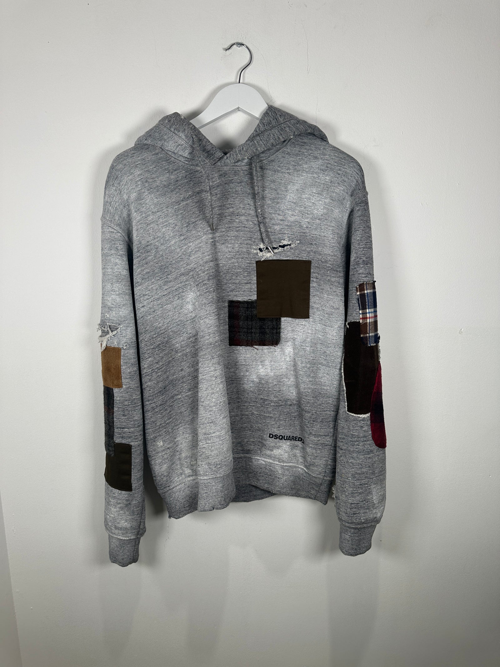 DSQUARED2 Grey Patchwork Hoodie Size S