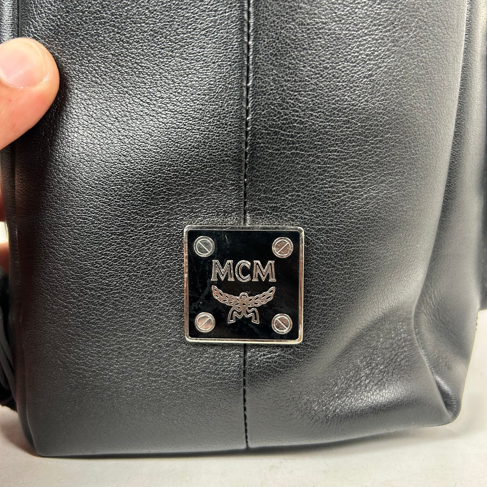 MCM Black Lamsbskin Leather Backpack