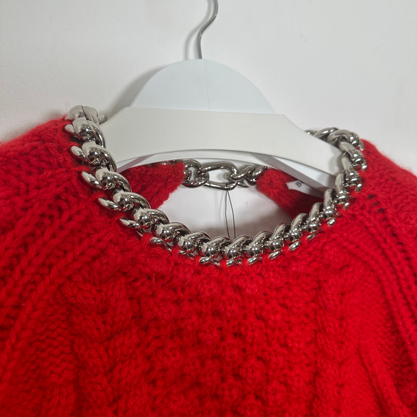 Bottega Veneta Open Back Cable Knit Red Sweater Size M