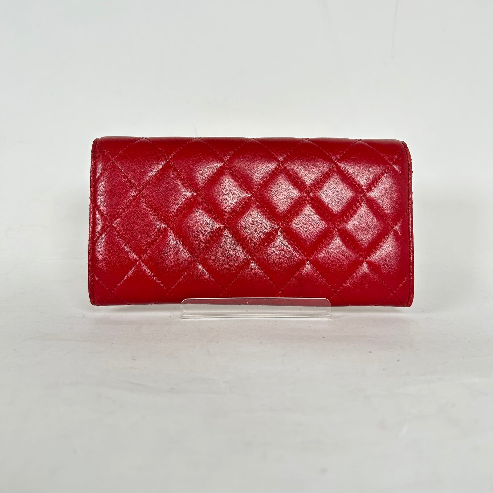 Chanel Red Quilted Lambskin Long Wallet