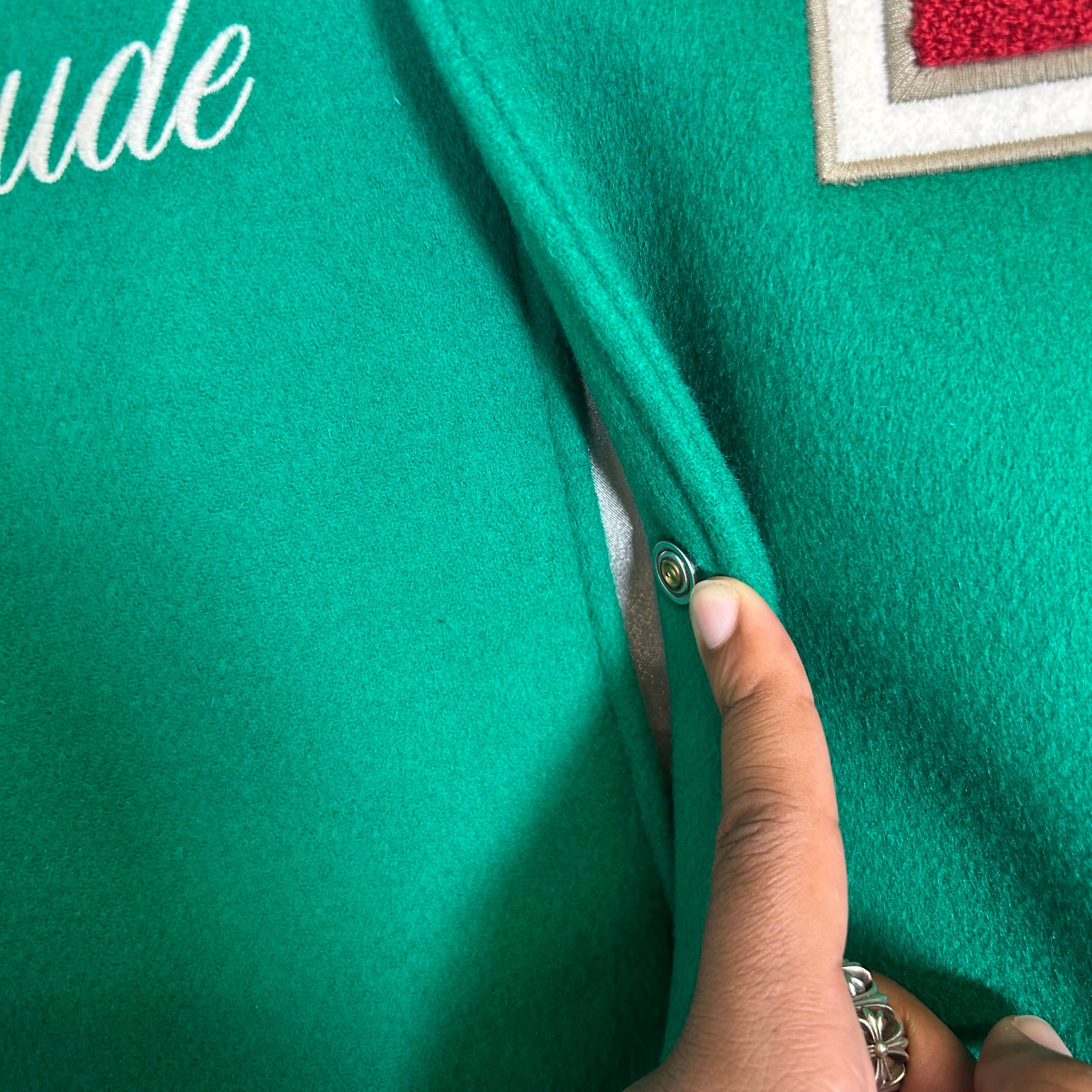 Rhude Green Tile Logo Varsity Jacket Size XL