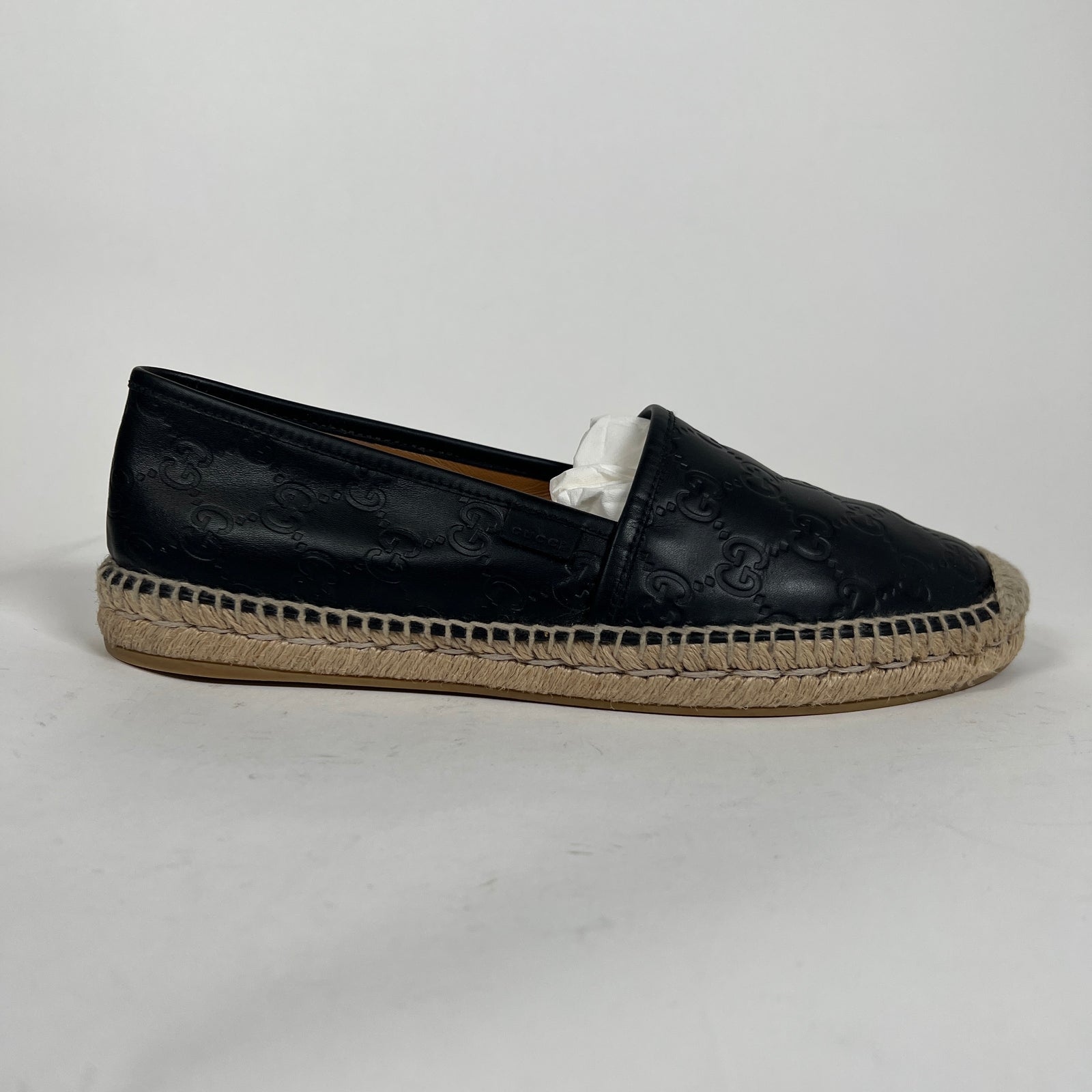 Gucci Espardrilles Black GG Flats Size 41