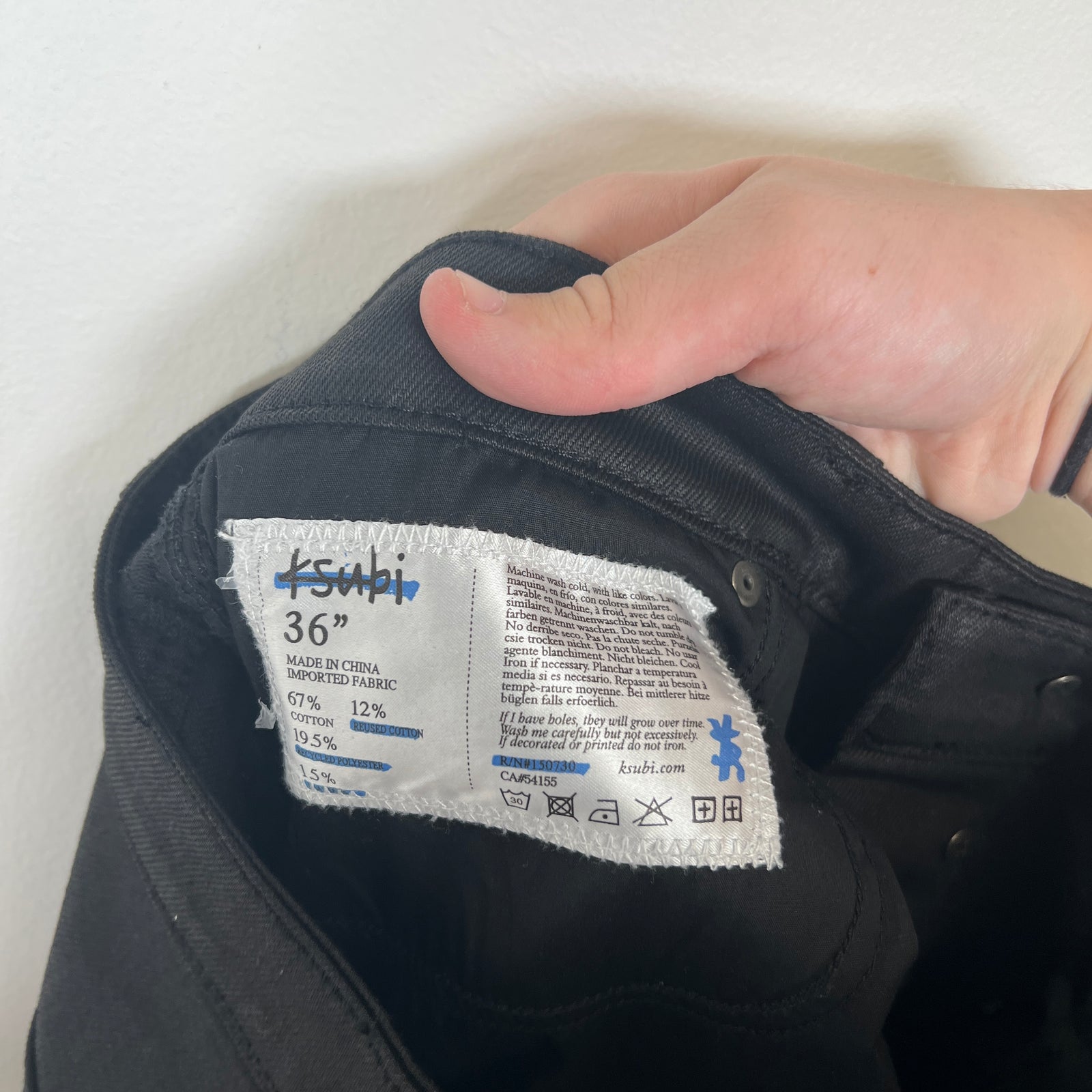 Ksubi Black Waxed Denim Size 36