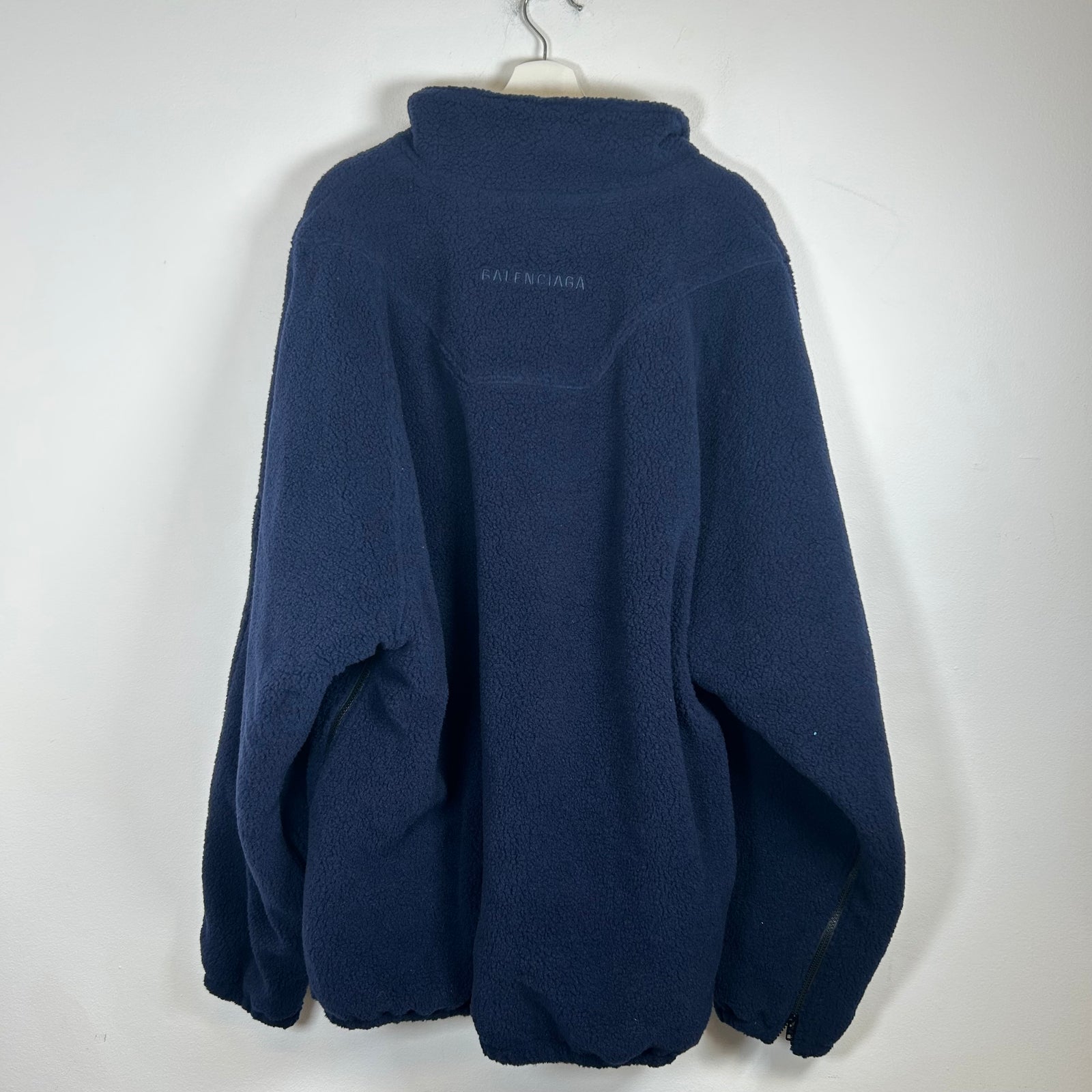 Balenciaga Navy Sherpa Half Zip Jacket Size 54