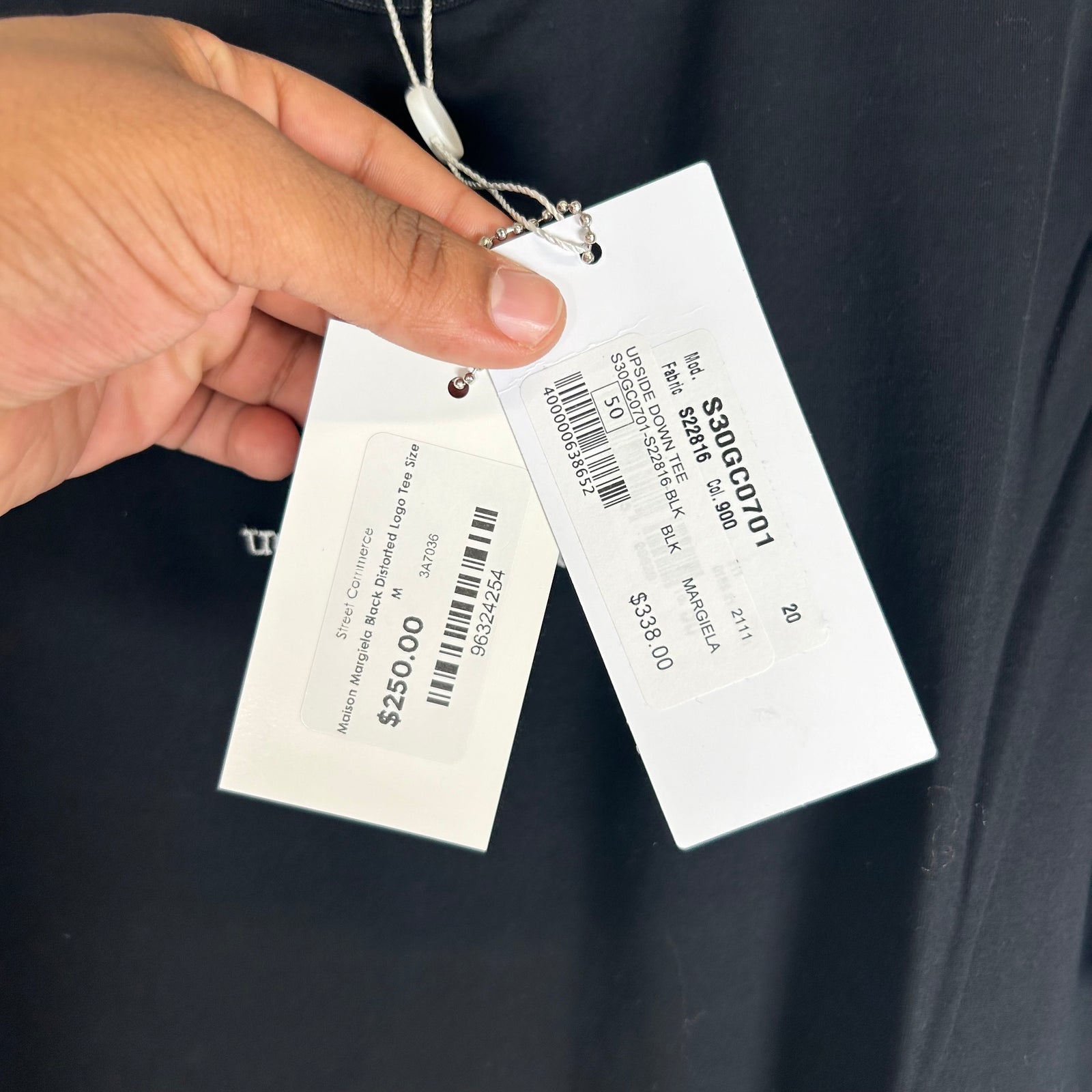 Maison Margiela Black Distorted Logo Tee Size M