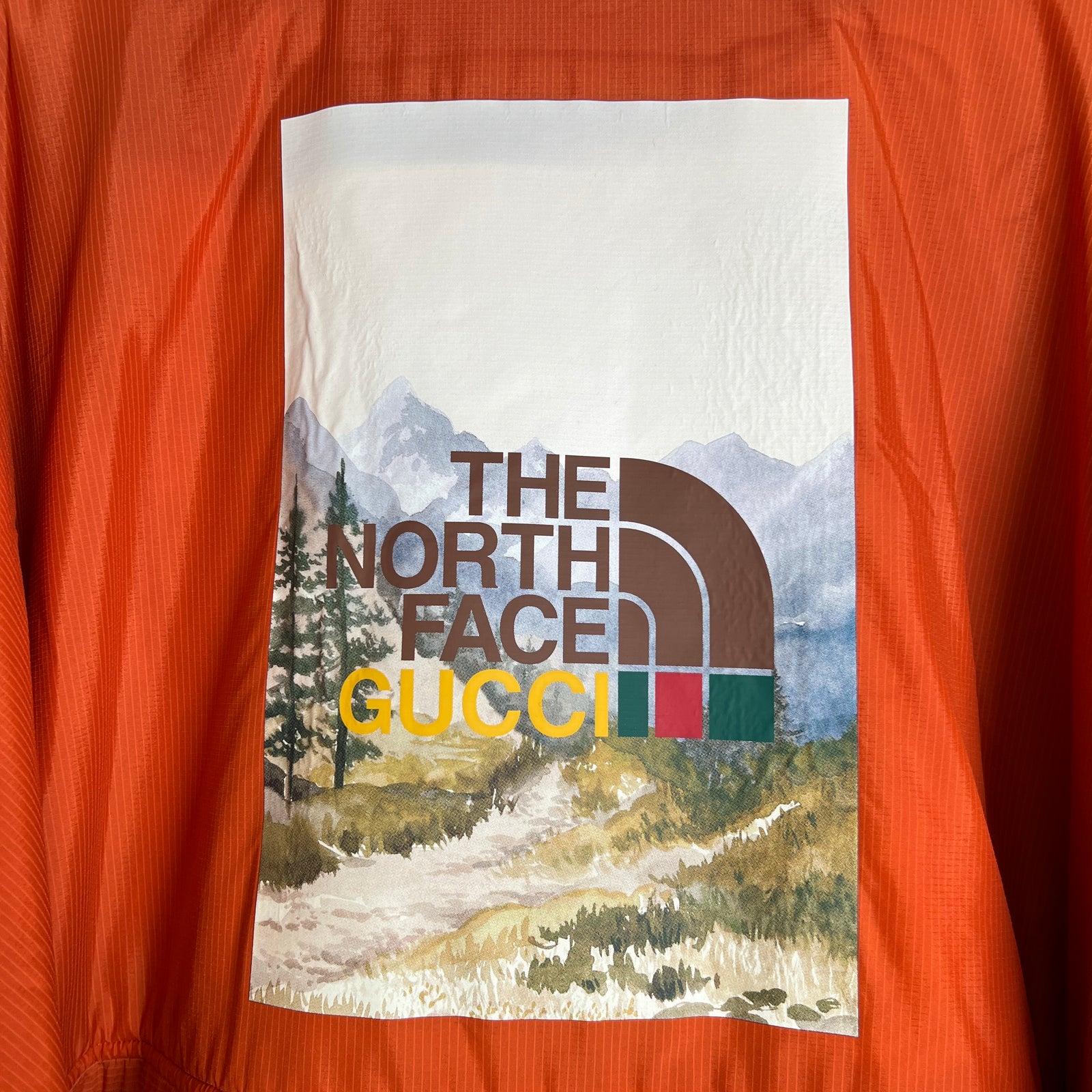Gucci x The North Face Orange Half Zip Anorak Puffer Jacket Size XL