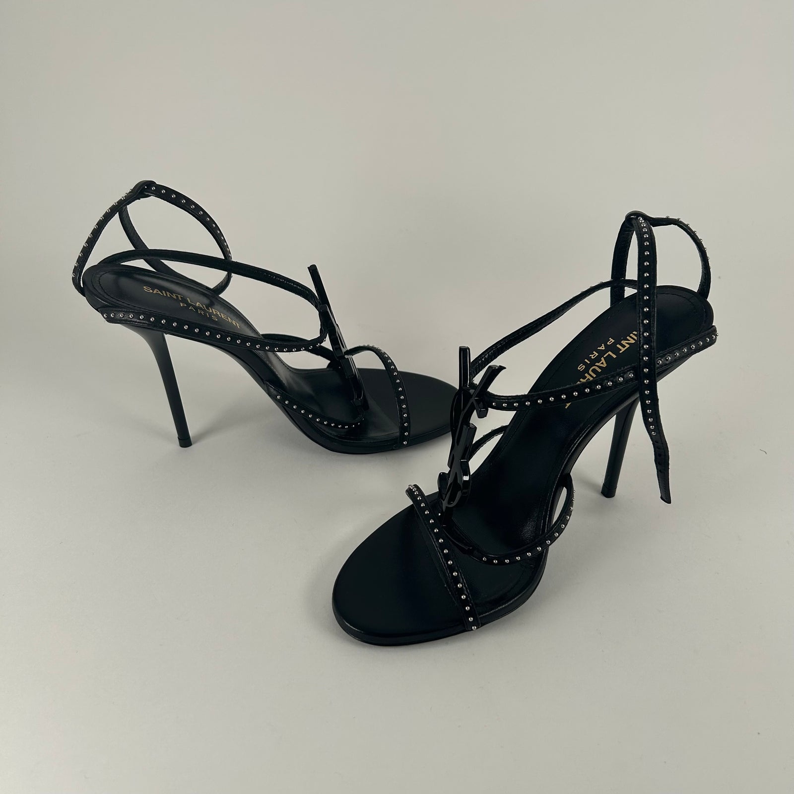 Saint Laurent Black Studded Cassandra 110 Size 36.5