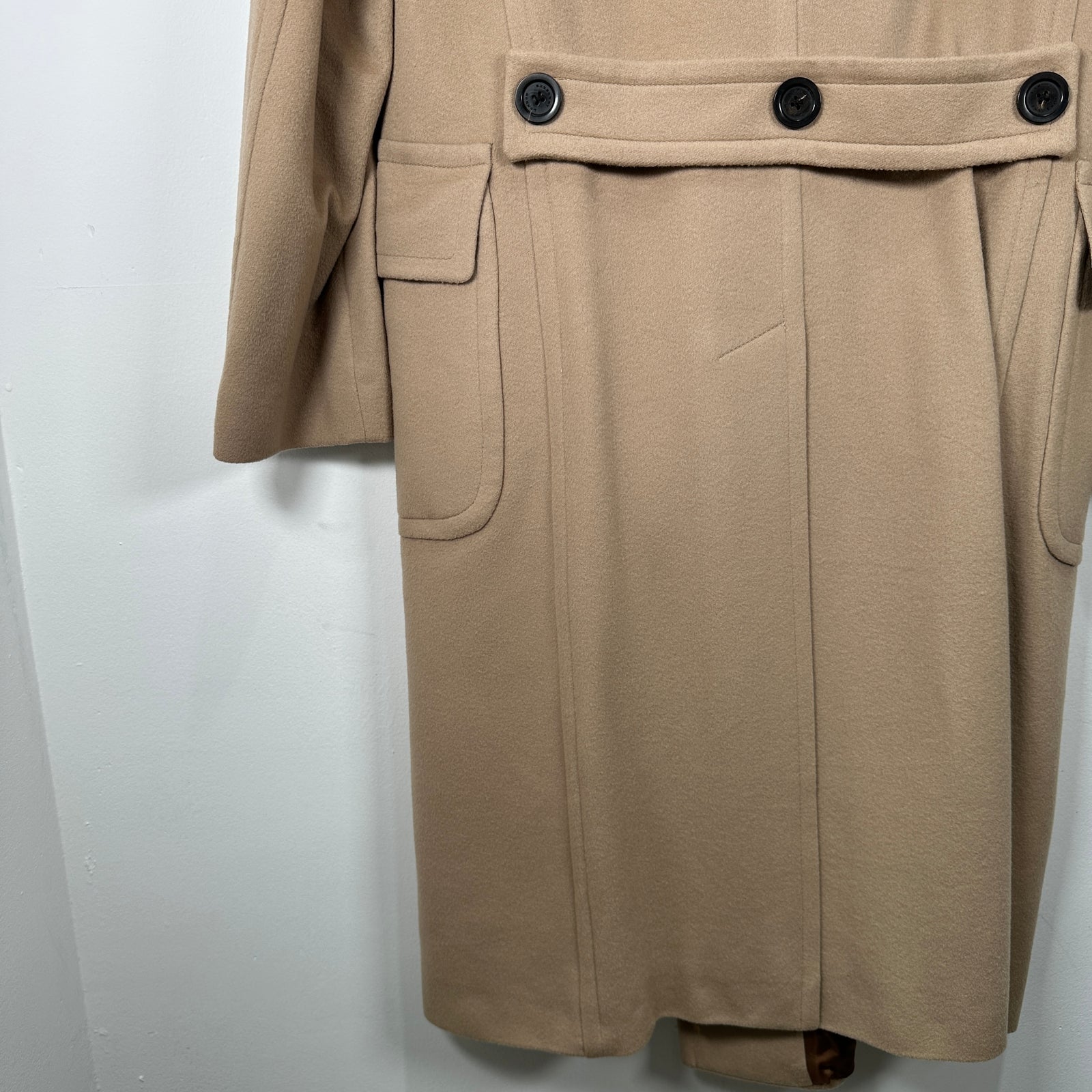 Burberry Cashmere Light Khaki Trench Coat Size M