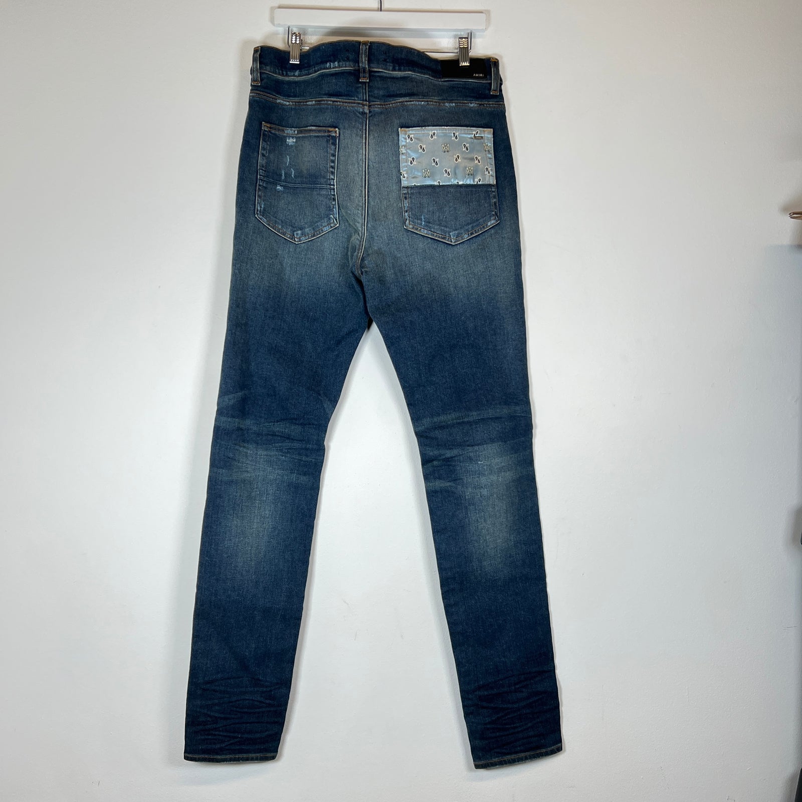 Amiri Dark Blue MA Paisley Skinny Jeans Size 38