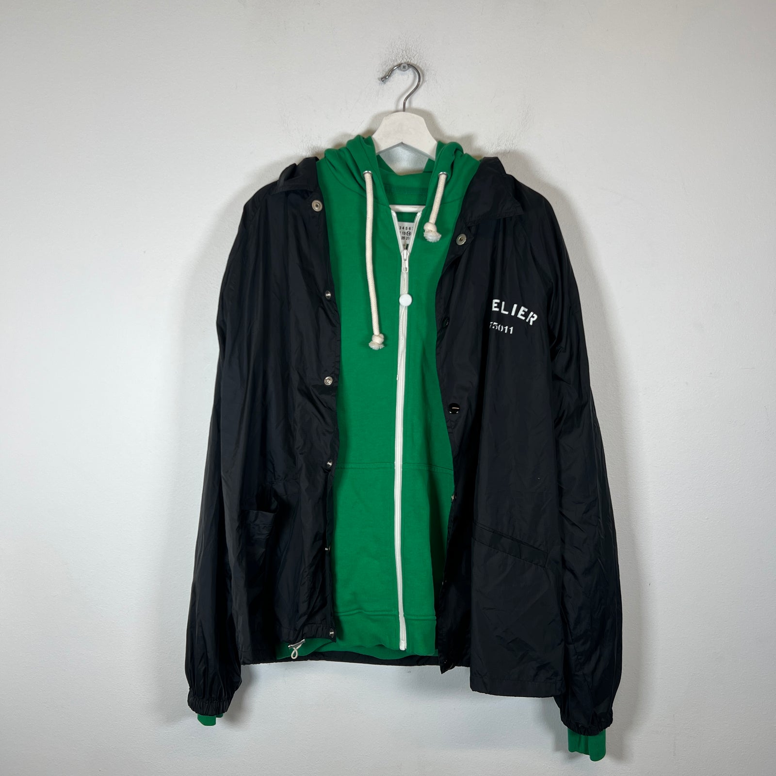 Maison Margiela Green 2N1 Zip-Up Hoodie Size S