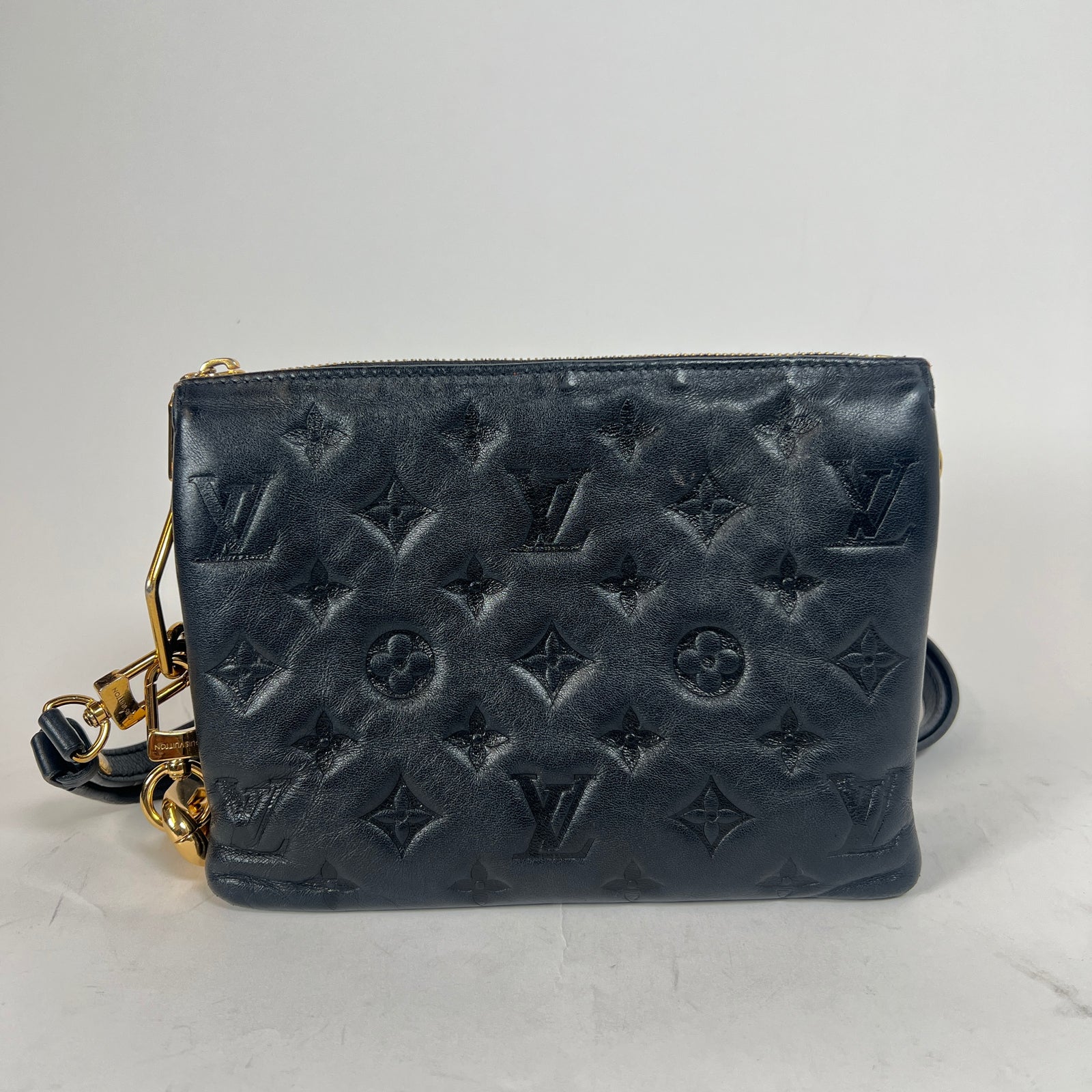 Louis Vuitton Black Lambskin Embossed Coussin BB Bag