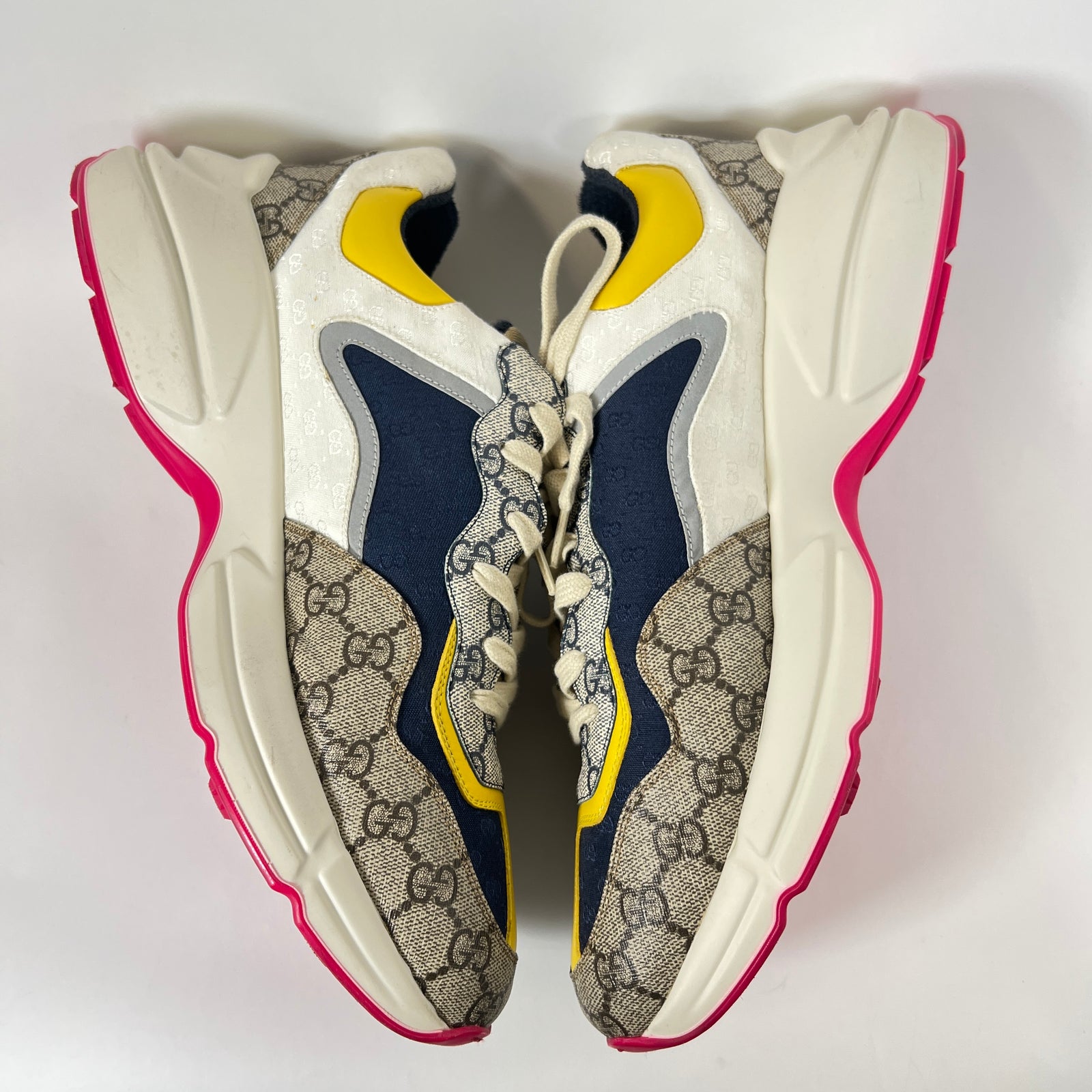 Gucci Beige/Yellow Rhyton Sneaker Size GG 12
