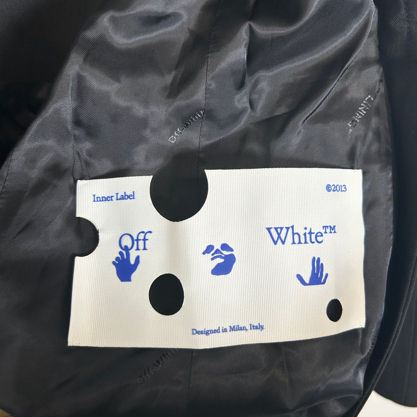 Off-White Black Open Back Twill Blazer Size 38