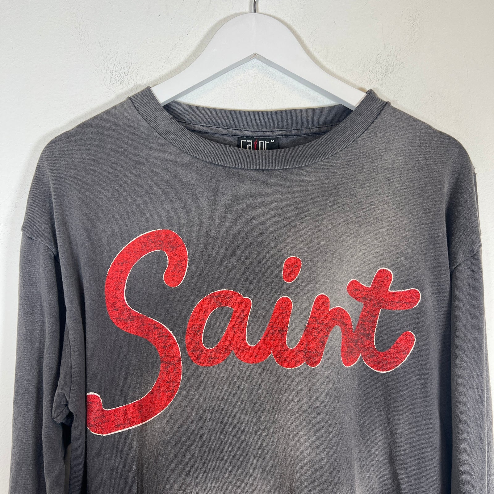Saint Michael Grey/Red Foot Print Long Sleeve Size M