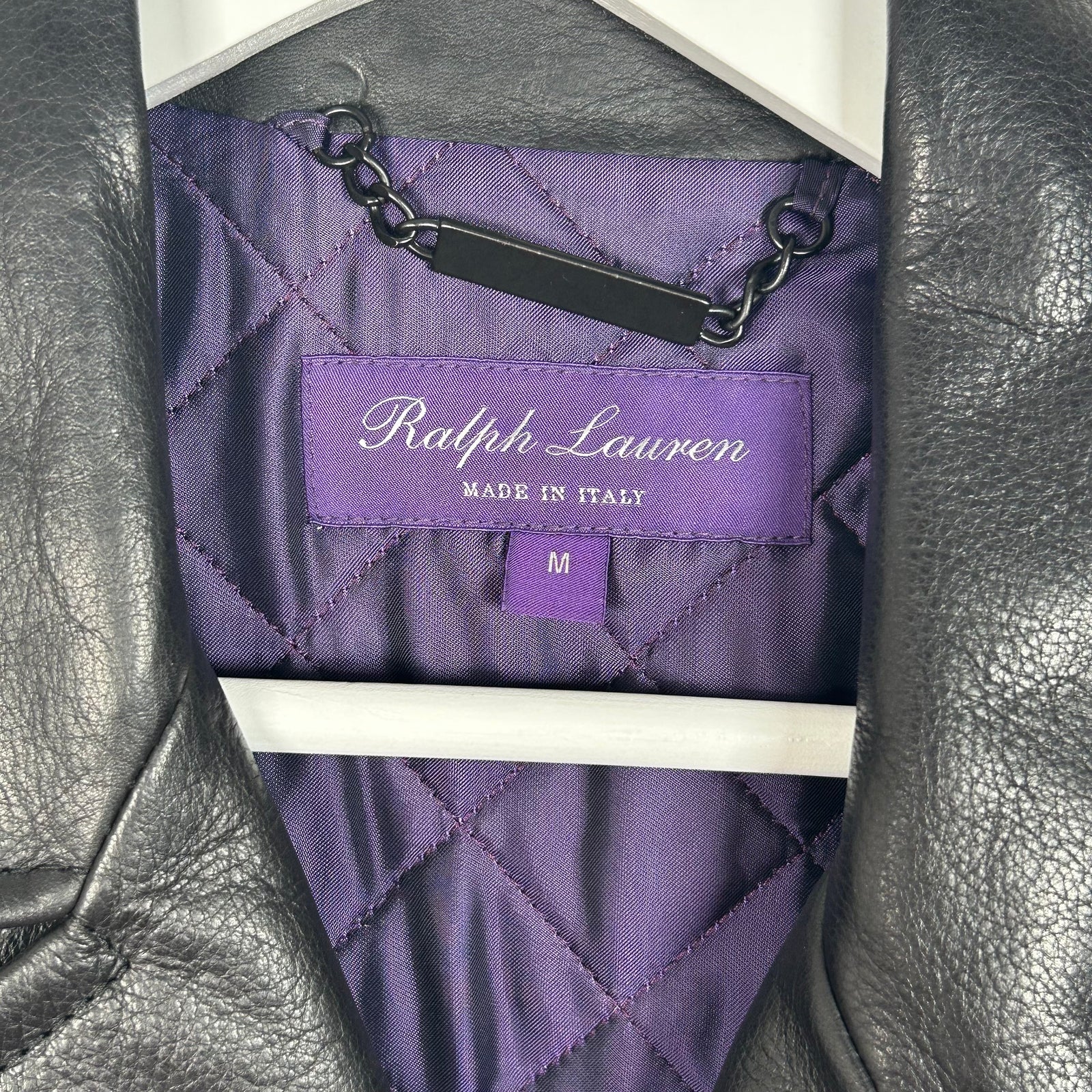 Ralph Lauren Purple Label Black Leather Moto Jacket Size M