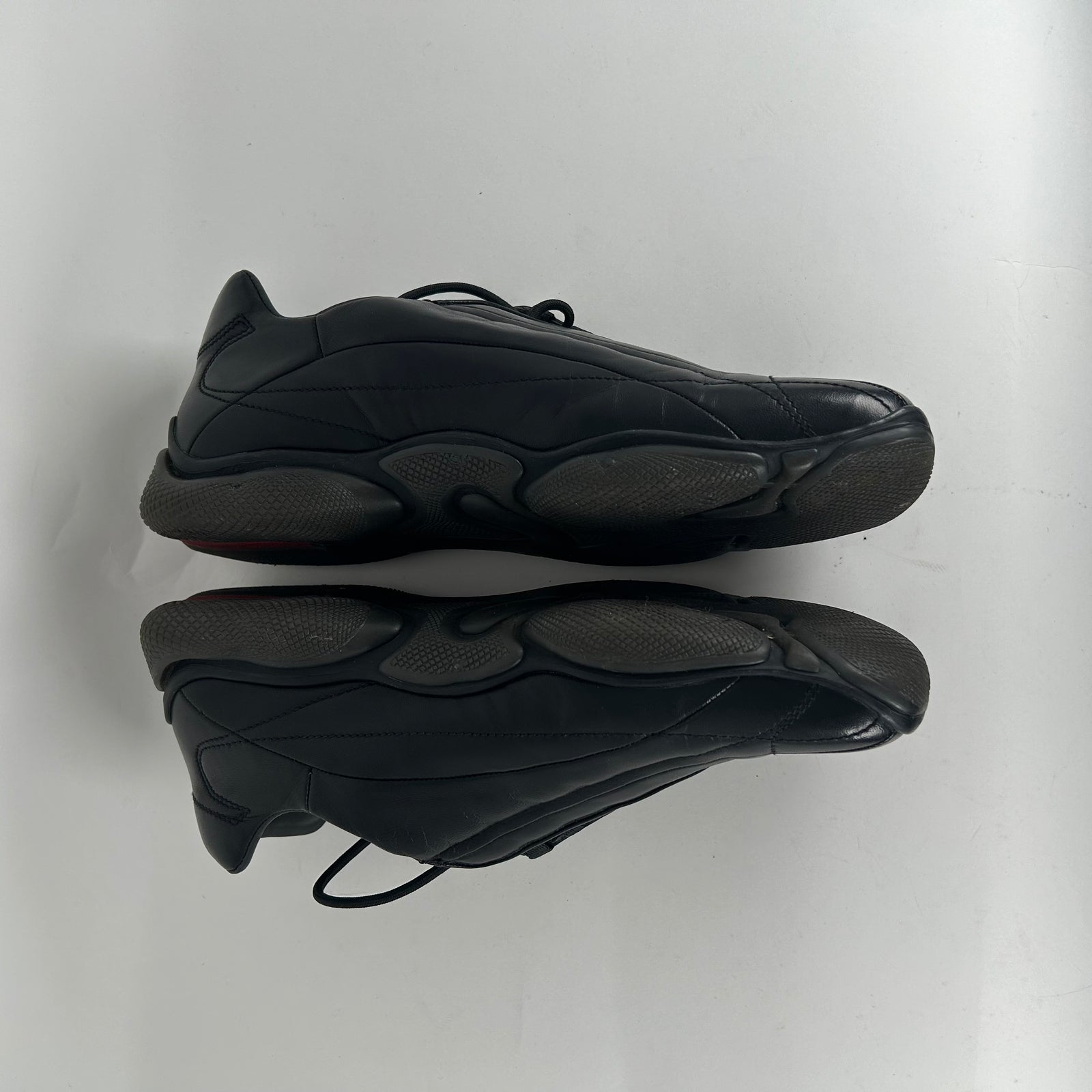 Prada Sport Black Leather Square Toe Trainers Size 9.5