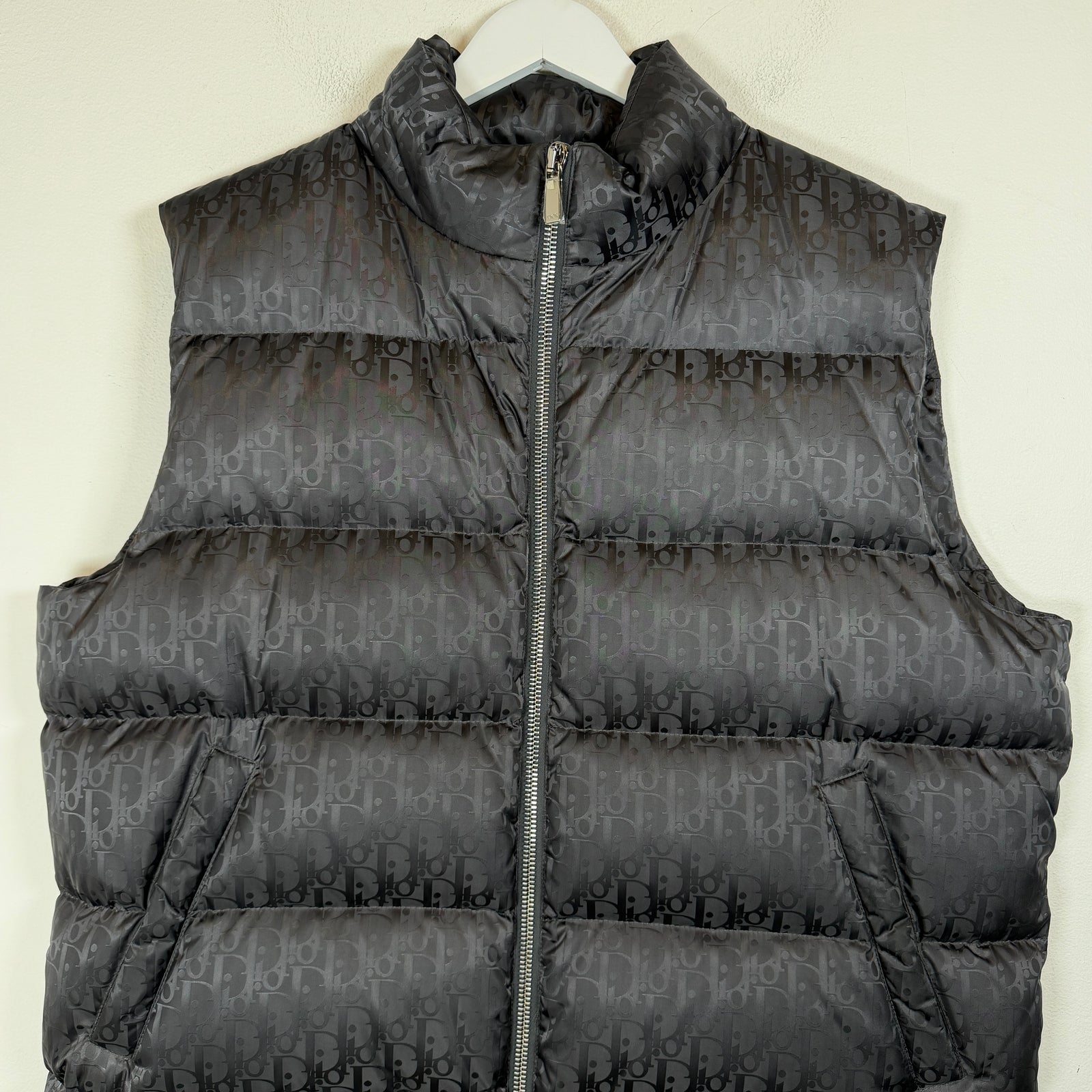 Dior Dark Grey Oblique Puffer Vest Size 56