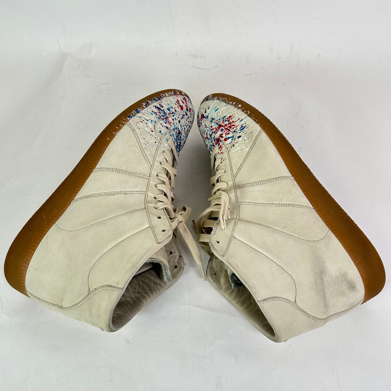 Maison Margiela Taupe Paint Splatter Mid-Top Replica Gats Size 45