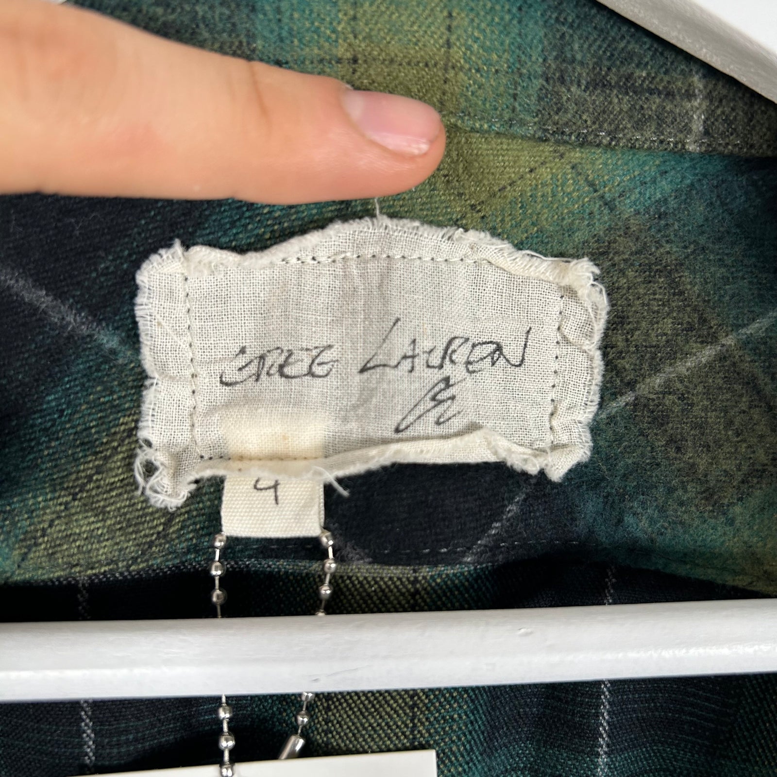 Greg Lauren Green 4-Pocket Flannel Size 4